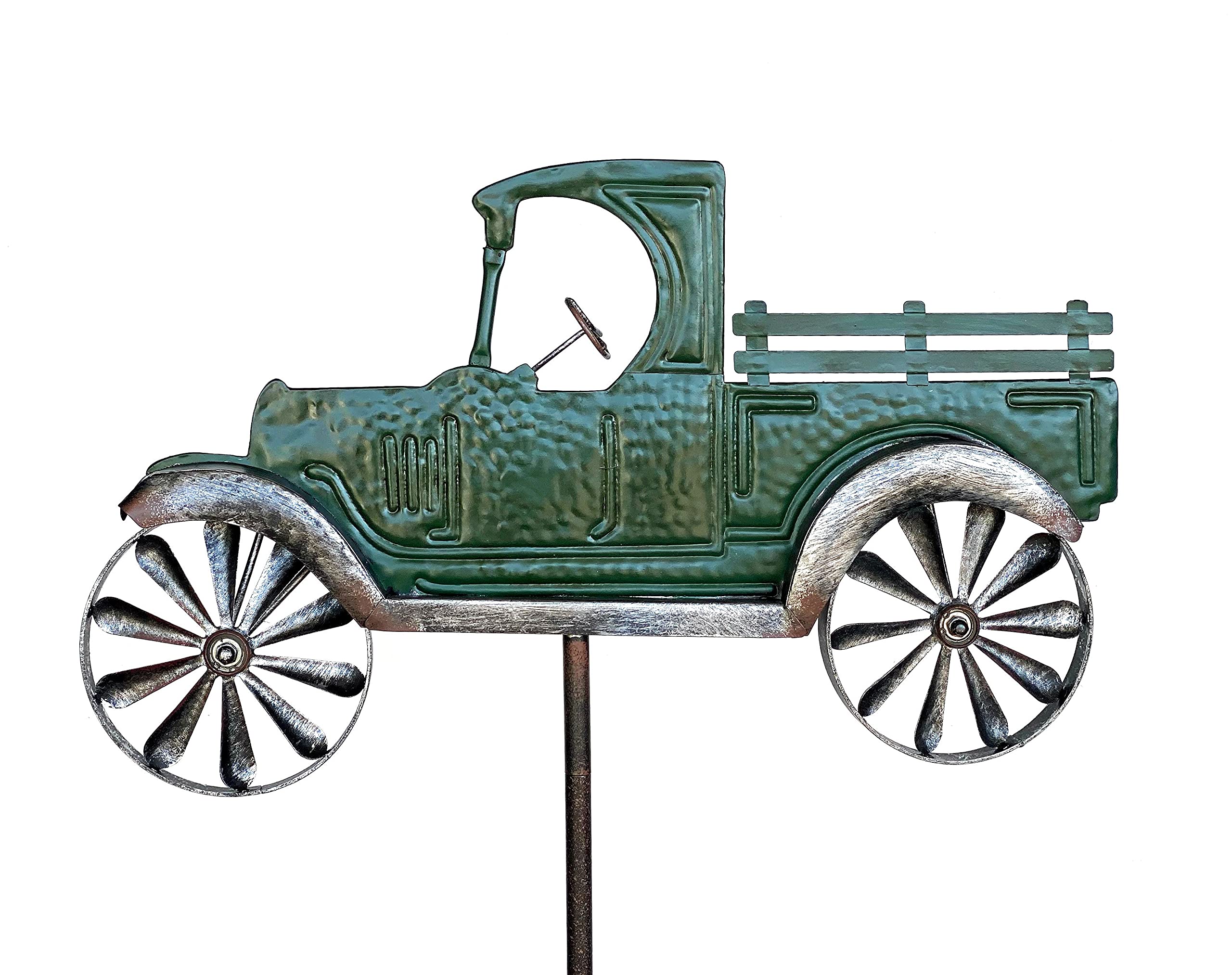 DanDiBo Gartenstecker Metall Oldtimer Auto XL 160 cm Grün 96102 Windspiel Windrad Wetterfest Gartendeko Garten Gartenstab Bodenstecker