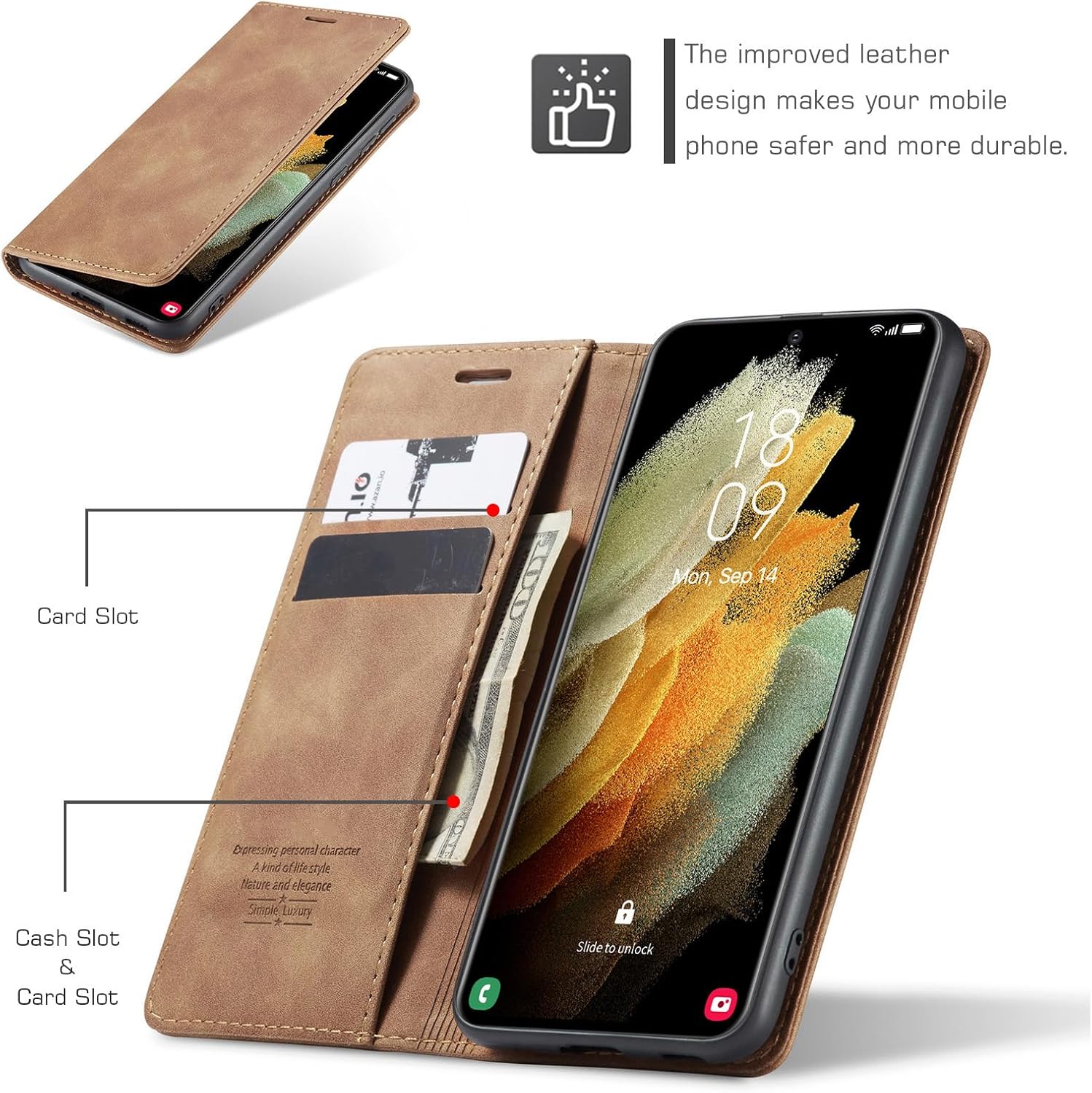 Flip Case for Samsung Galaxy S26/S26 Plus/S26 Ultra, Shockproof Large Capacity Cover, Card Holder Stand Full Body Shockproof Shell(Red,S26)