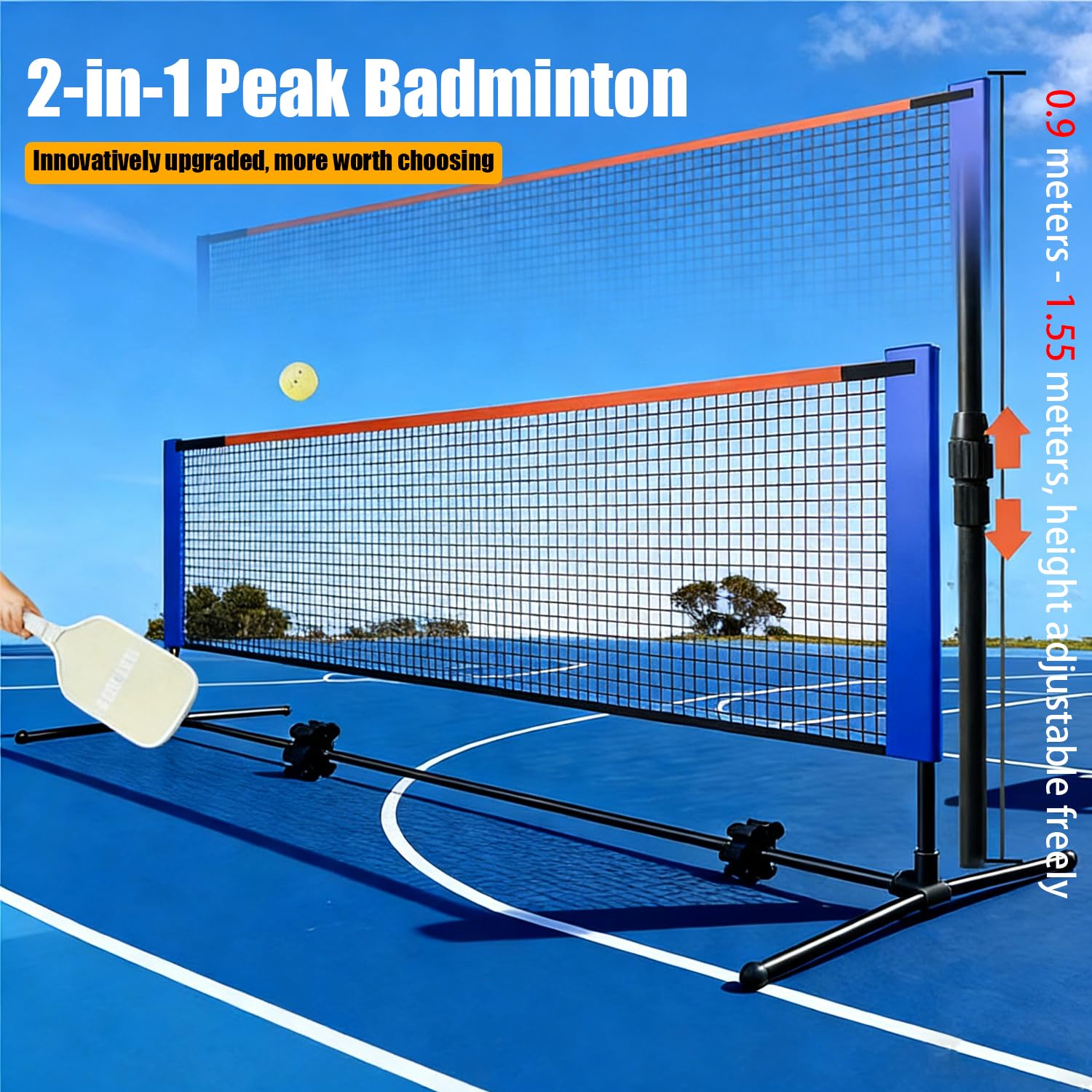 Red Voleibol,Altura Ajustable hasta 5,1 Metros, con Bolsa Portátil, Fácil De Instalar y Desmontar, Adecuado para Diversos Entornos, Ideal para Deportes como Tenis, Pickleball y Voleibol.