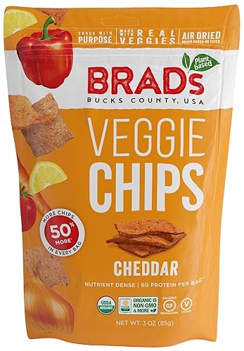 Brad's Plant Based Chips vegetales orgánicos, queso cheddar, 3 unidades