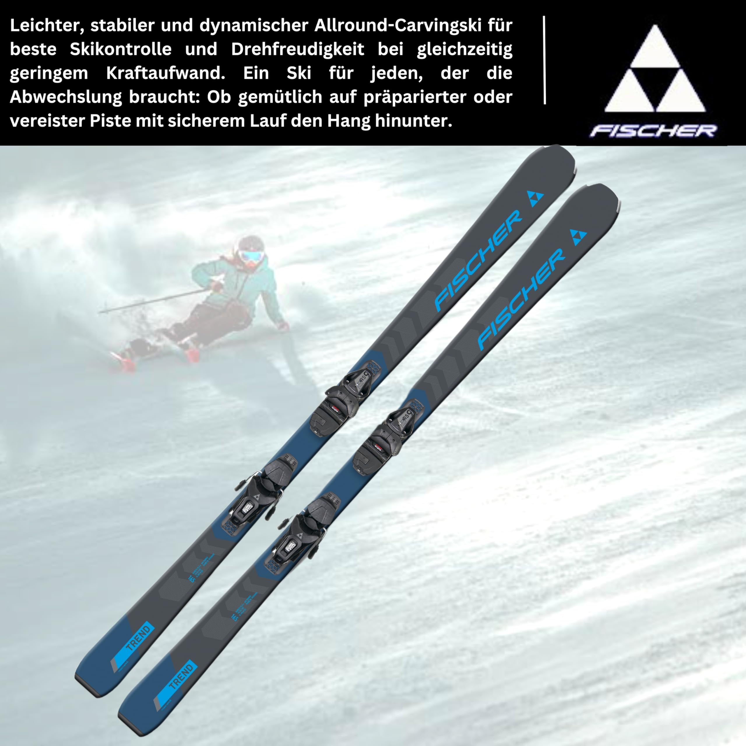 Ski Alpinski Carvingski On-Piste-Rocker - Fischer RC Trend SLR - inkl. Bindung RS9 SLR Z2,5-9 - All Mountain Ski - geeignet für Einsteiger bis Fortgeschrittene