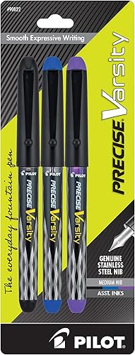 PILOT Varsity - Plumas fuente desechables de punta media de acero inoxidable