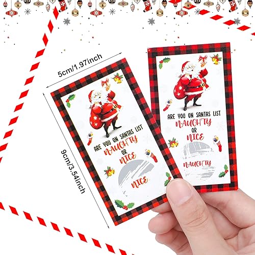 Miniatura 3 de Woanger 80 tarjetas de juego de Navidad para rascar, juegos navideños, traviesas o agradables tarjetas para rascar, boletos ganadores para rascar,