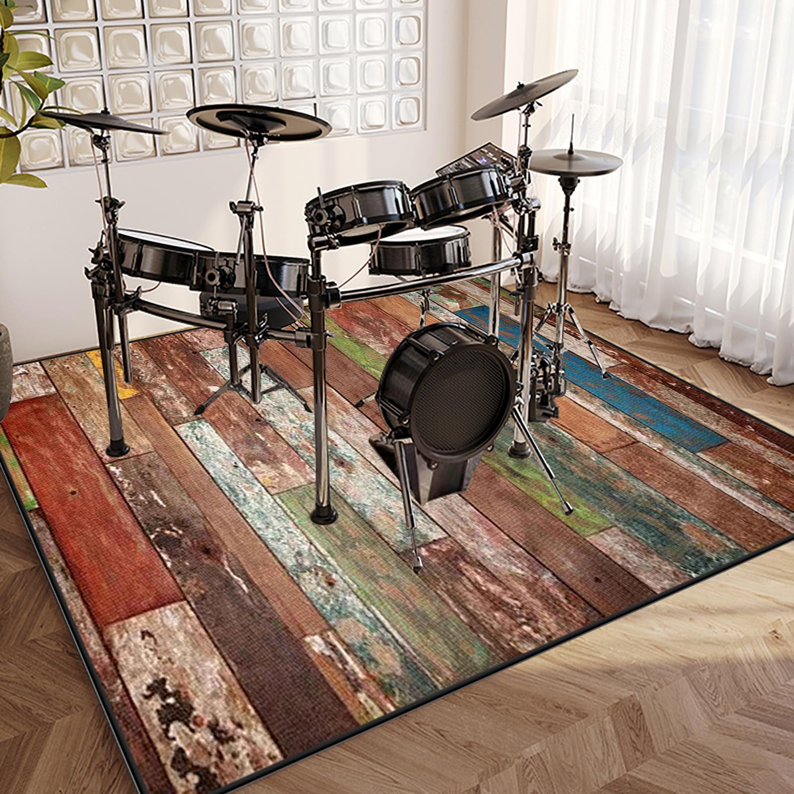 150 x 120 cm Drum Teppich Schlagzeugteppich - rutschfeste Trommelteppich Schallschutzdecke - Schallschutz Teppich Schallschutzmatte - Elektrisches Schlagzeug Teppich