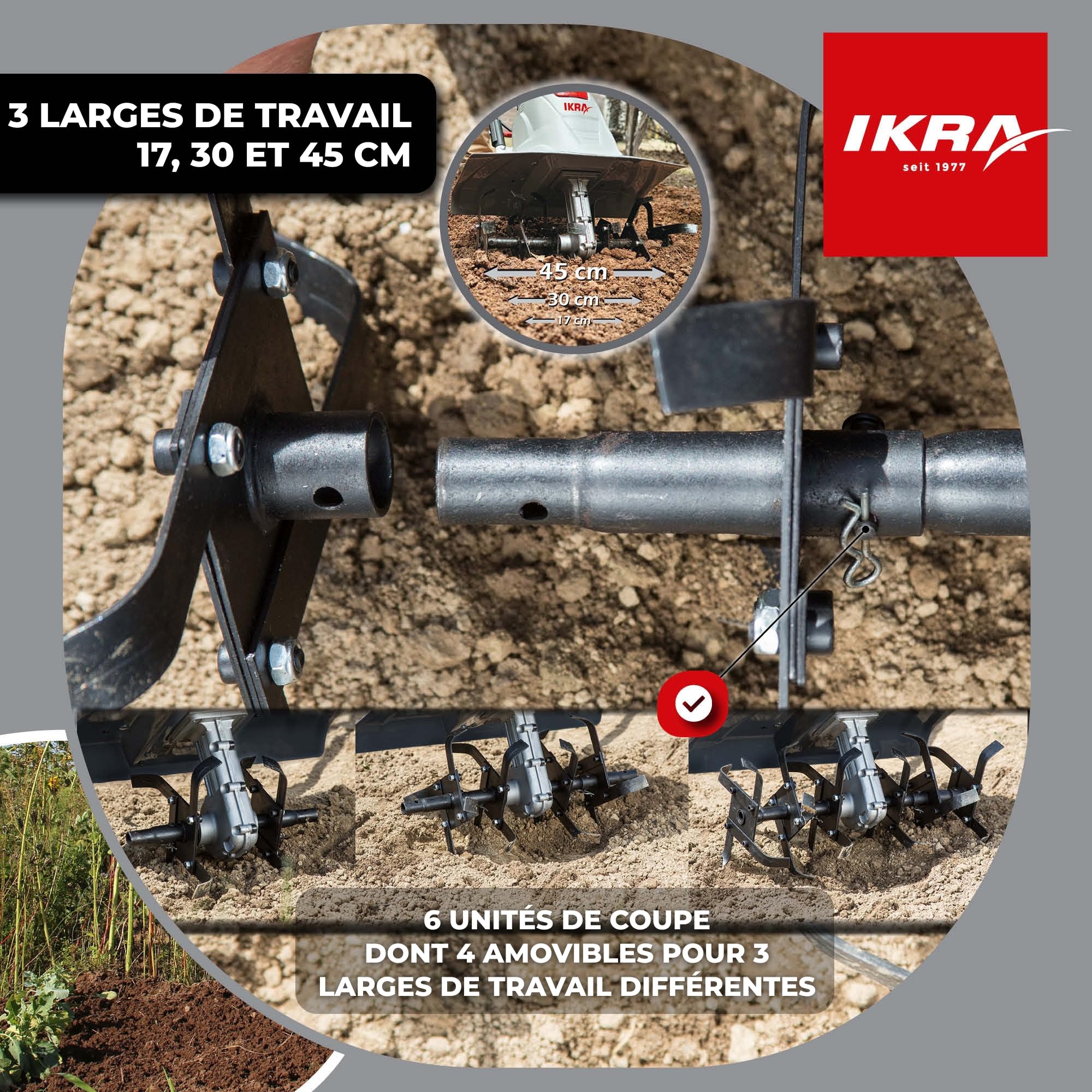 IKRA motobineuse électrique FEM 1500, largeur de travail flexible 17-45cm, très performante, 1500W