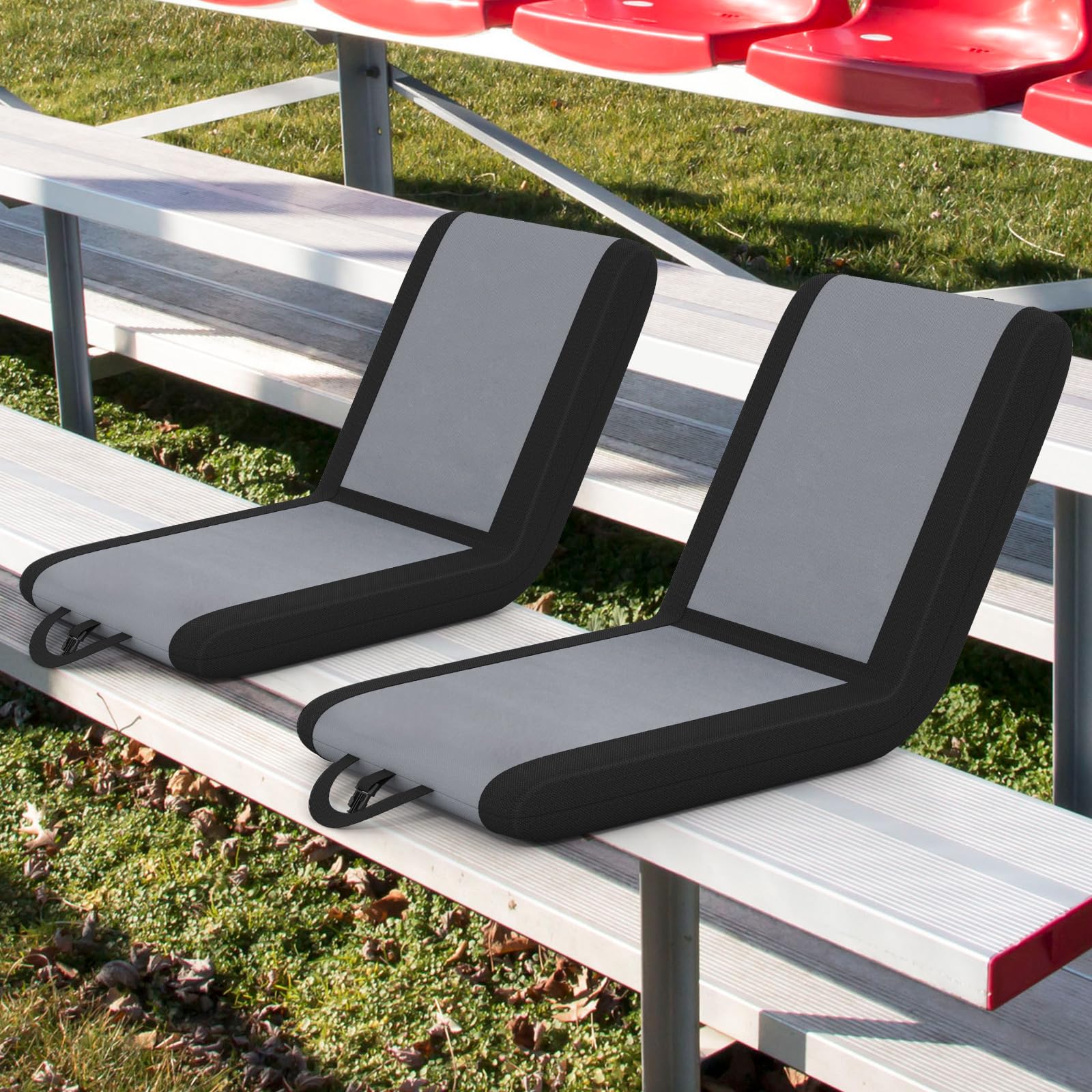 GOPLUS Silla de Suelo Plegable, Asiento de Estadio Portátil con 6 Posiciones de Reclinado, Asa Portátil, Cómodo Cojín, Silla Reclinable con Respaldo, para Eventos Deportivos, Camping