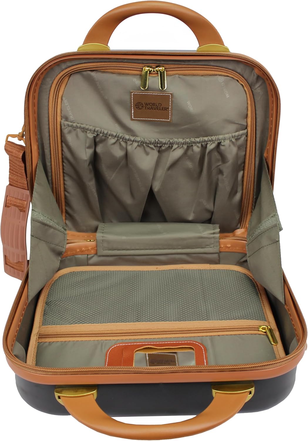 World Traveler Gatsby Vintage Style 2-Piece Hardside Carry-On Retro Train Case Spinner Luggage Set - Black