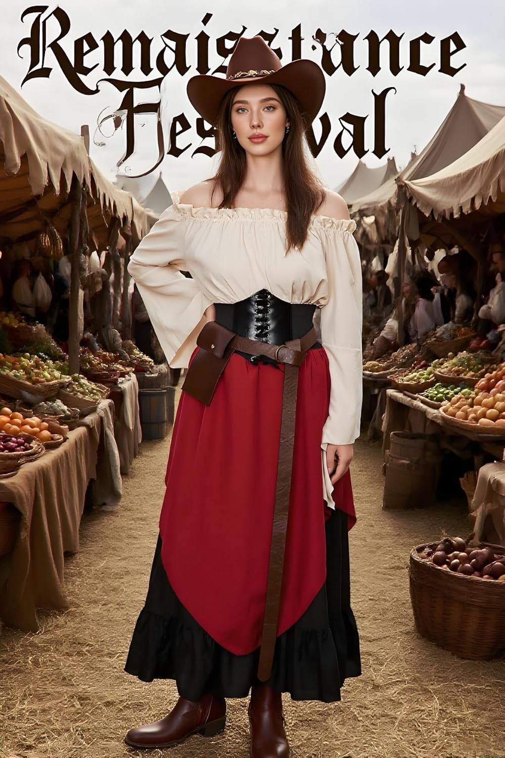 Renaissance Costume Women Medieval Victorian Fancy Dresses Halloween Pirate Cosplay - Image 8