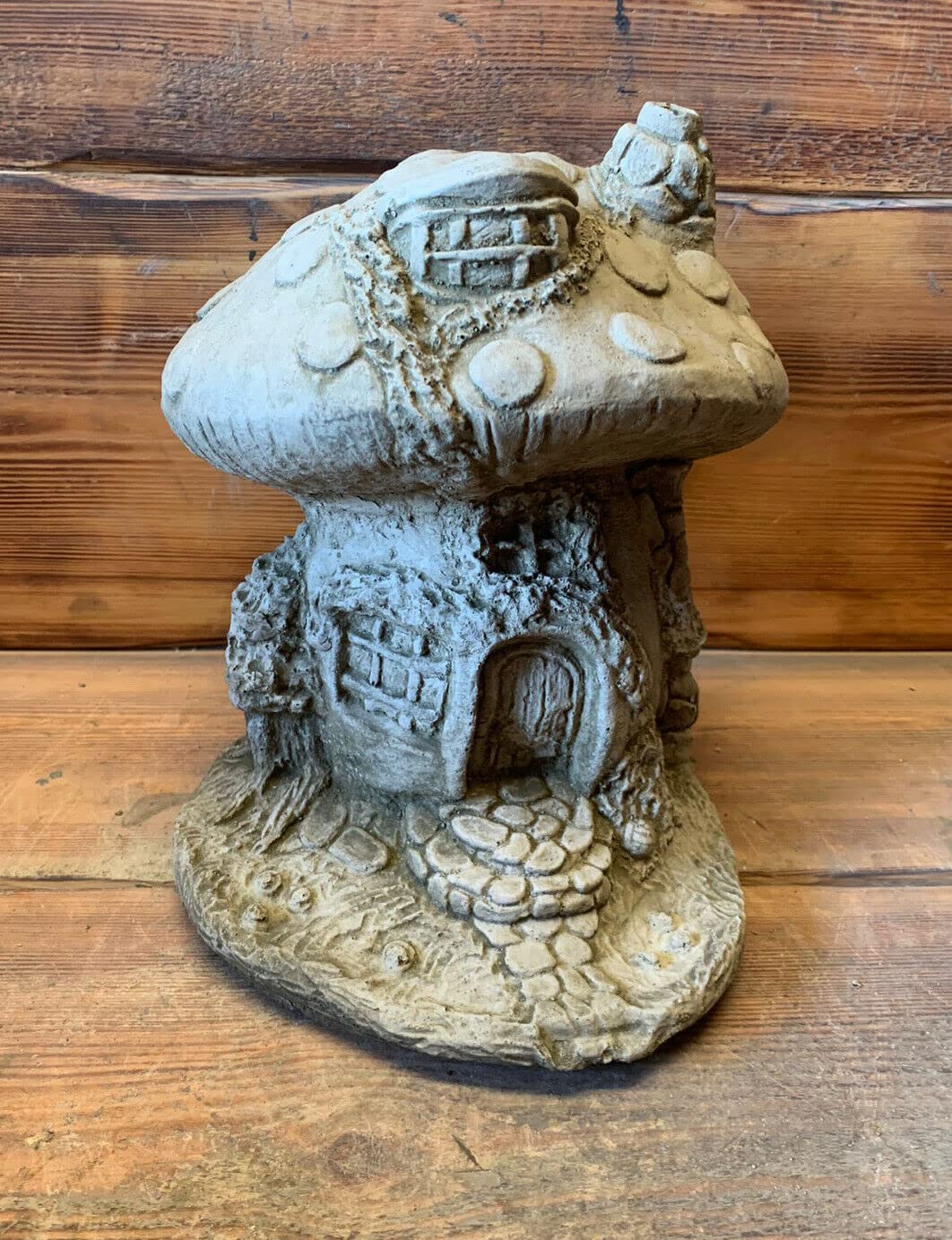 J And L Stone Ornaments [Gray Or Beige] Stone Garden Mushroom Fairy Leaf House Ornament Gift