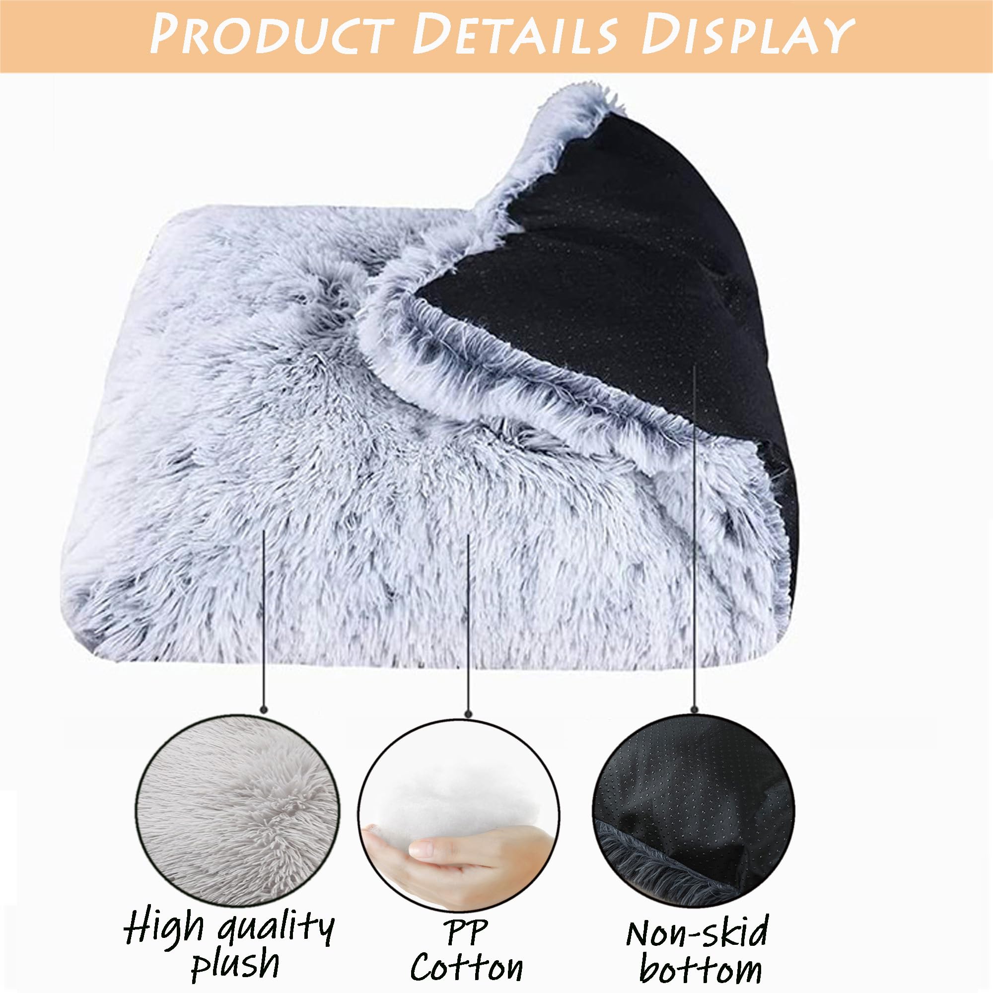 Grand tapis de cage pour chien et chat de petite et moyenne taille, coussin anti-anxiété pour chien et chat de petite et moyenne taille, 110 x 75 x 10 cm, noir