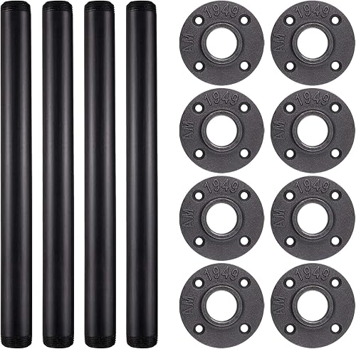 Miniatura 10 de MUZIK Juego de 4 patas de mesa de tubo industrial, patas de base de hierro para mesas auxiliares y mesas auxiliares, escritorios, mesitas de noche,