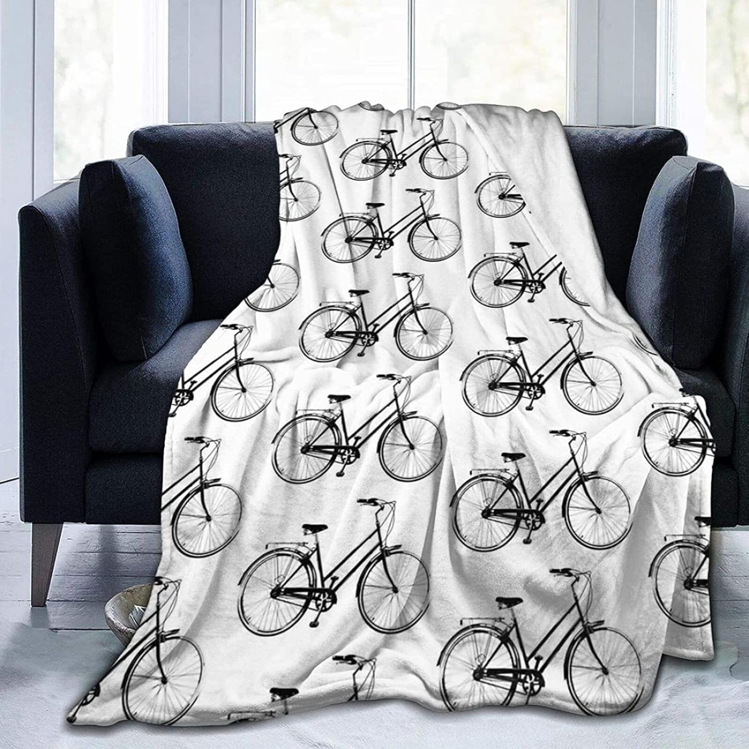 Plaid Polaire Vélo 3D pour Jeté de Canapé Salon Cocooning