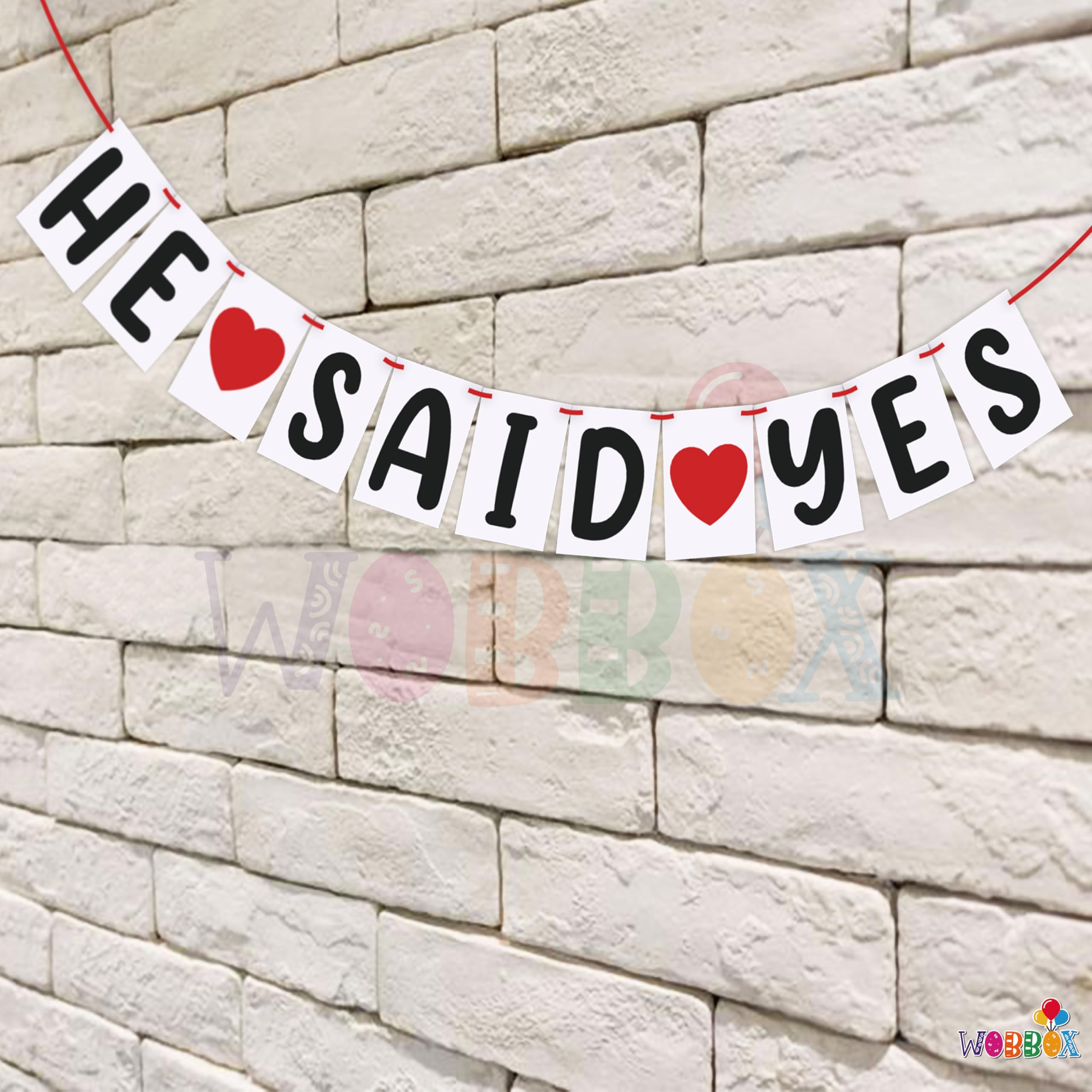WOBBOX Bachelorette Bunting Banner, Bridal Shower Decorations, Bachelorette Party Banner For Bride & Groom, Bachelorette Party Decorations Items- White & Black He said yes 2