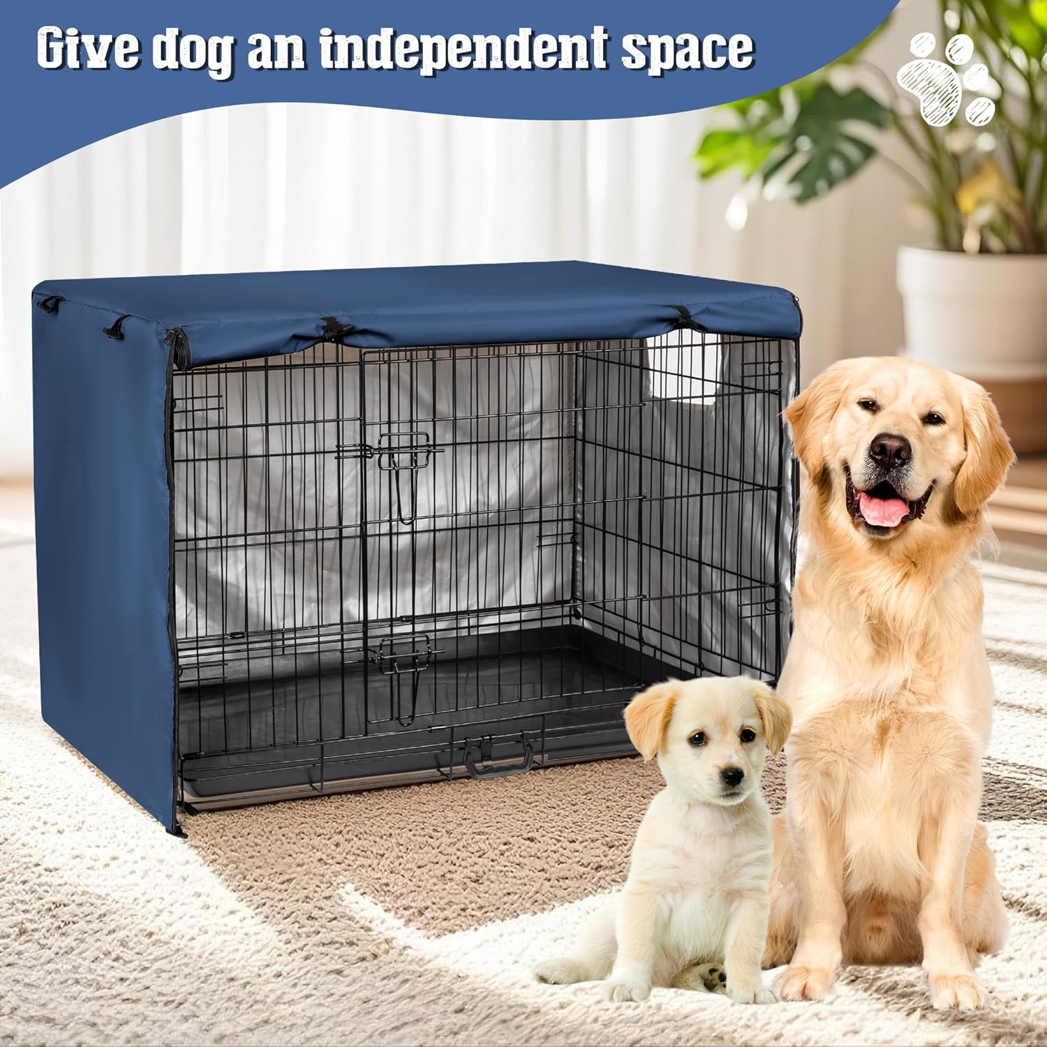 kefit Dog Crate Cover 42 inch, Kennel Cover for Dog Cage, Navy Blue