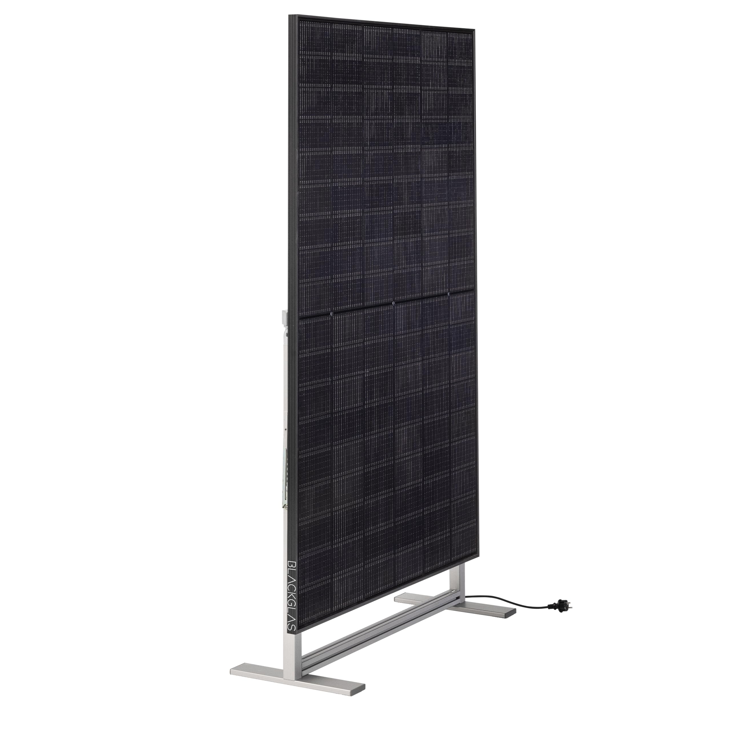 Balkonkraftwerk SolarScreen Sichtschutz VEOelegance-H Modul 445Wp Full Black Solarmodul, Wechselrichter mit App, 5m Kabel, Verstellbarer Winkel, Plug & Play, Vormontiert, Made-in-Germany