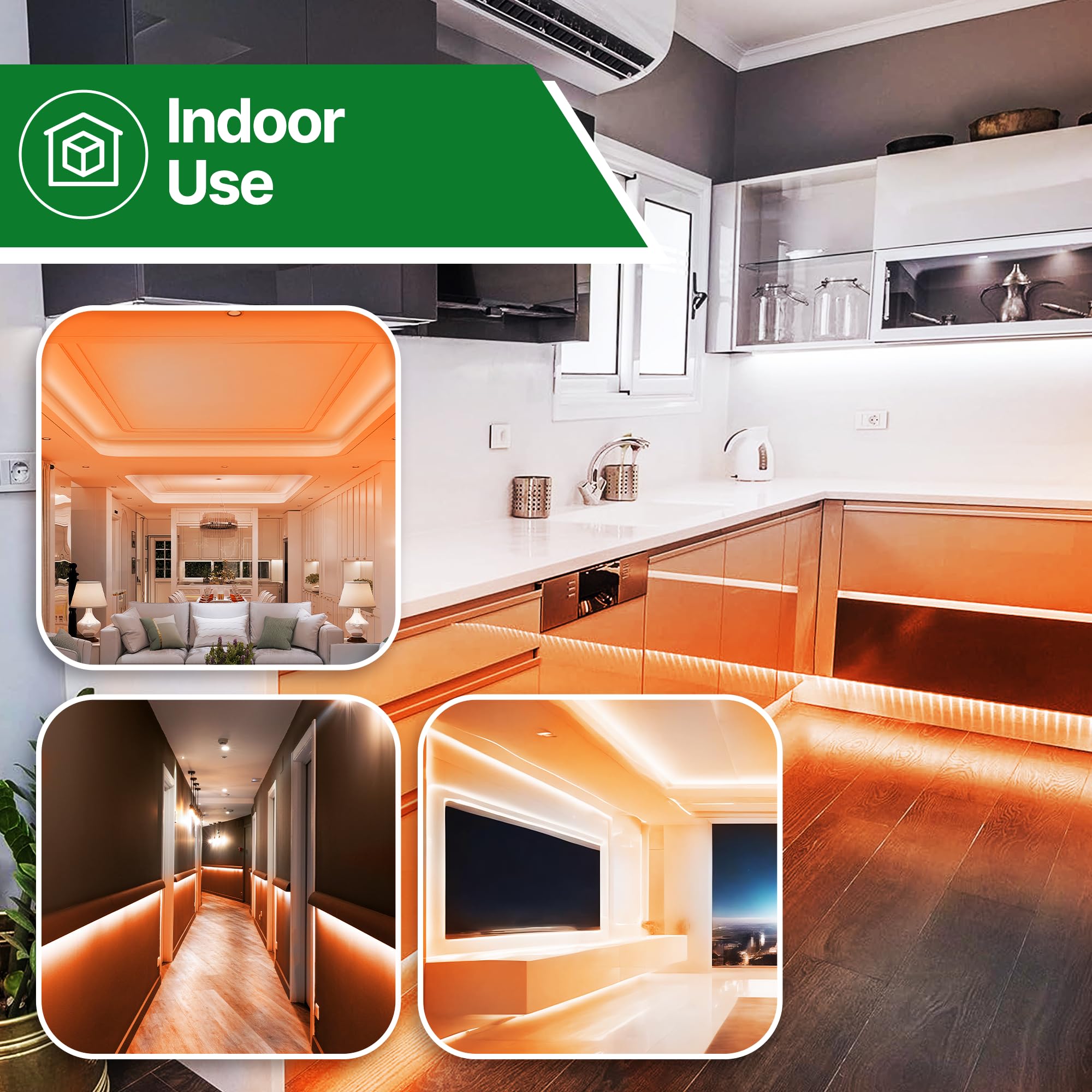 Guirlande lumineuse LED orange – pour intérieur et extérieur – 7,3 m – 10 mm de diamètre – 144 ampoules LED longue durée