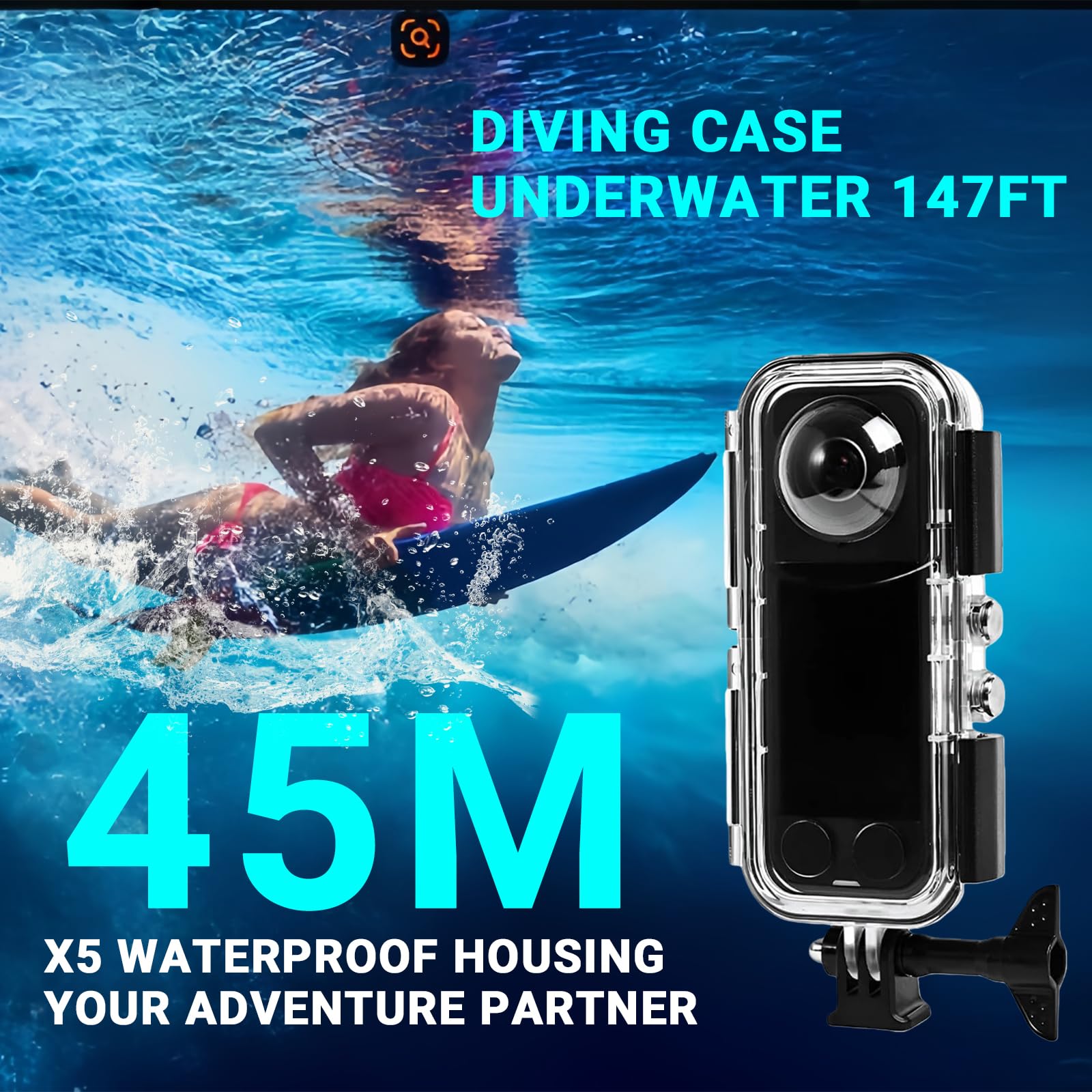 Photo 1 of NKSRCP Insta 360 X5 Invisible Dive Case, Waterproof to 45m
