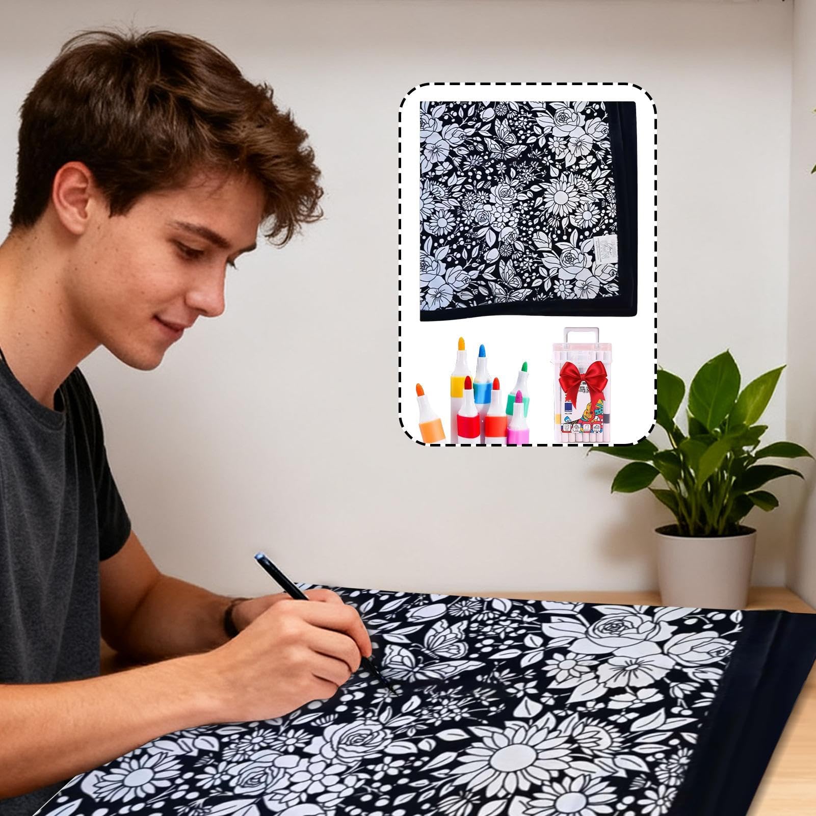 DIY Maldecke - DIY Maldecke mit 12 Stiften | waschbare Textilmalstifte für Kinder und Erwachsene kreatives Kunstprojekt für Geburtstag, Zuhause, Schlafzimmer, Aktivität Fa