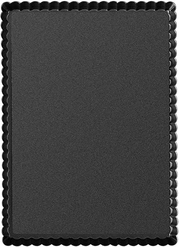 Moldes rectangulares para tartas de quiche de flan con parte inferior extraíble de liberación acanalada, 12.8 x 8.5 pulgadas