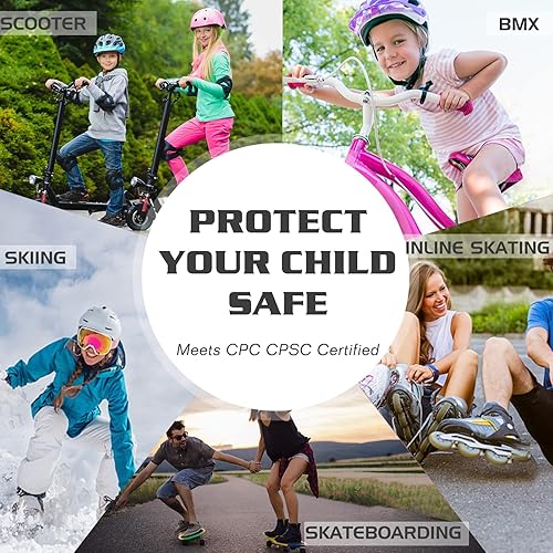 Miniatura 6 de LEDIVO Kids Bike Helmet Protection Gear Set for Toddler Youth Adult, Bicycle Helmet Knee Pads Elbow Pads Wrist Guards for Roller Skate Skateboard
