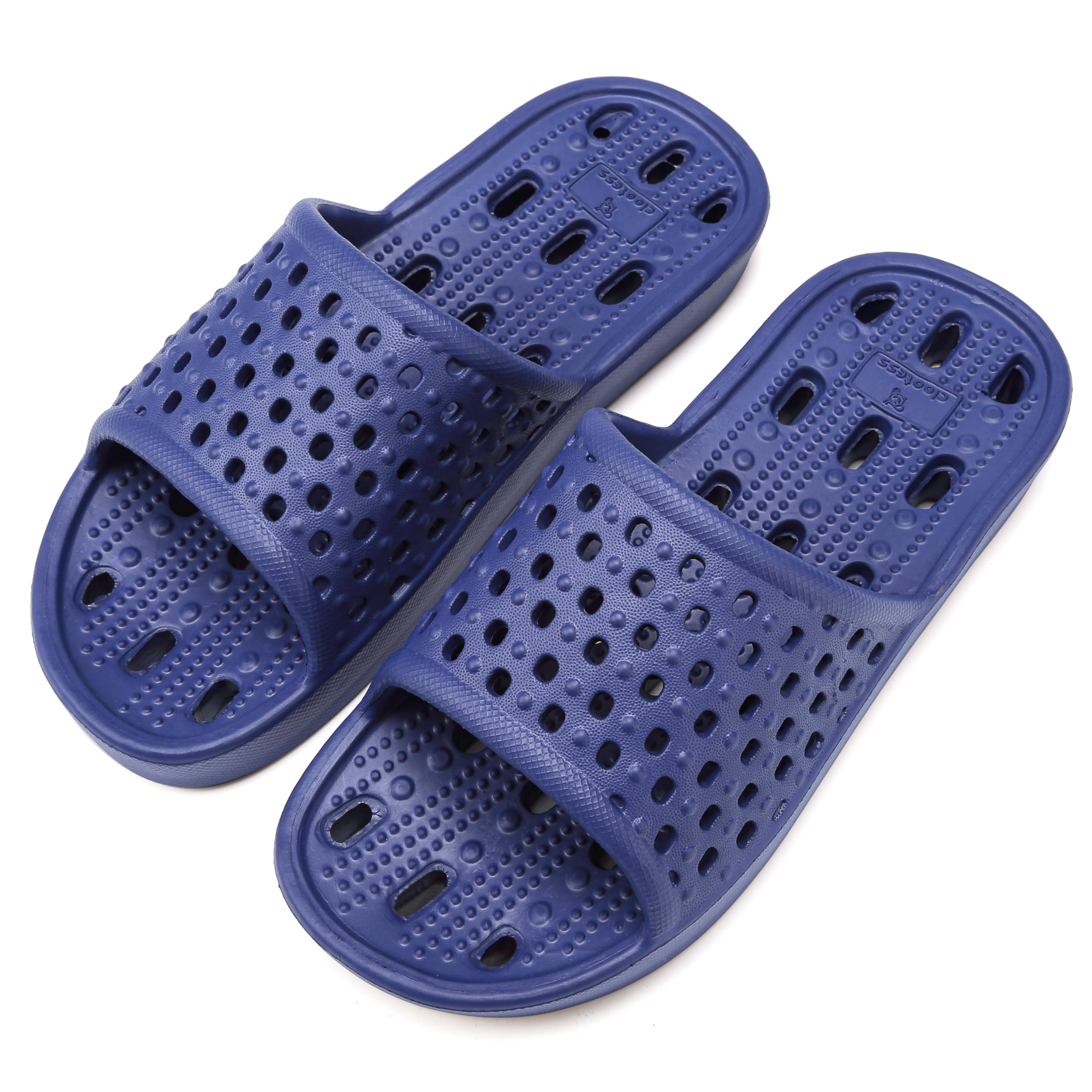 clootess Shower Shoes Slide for Men and Women Holes Bath Slipper Bathroom Sandal Pool Gym College Dorm Non-Slip