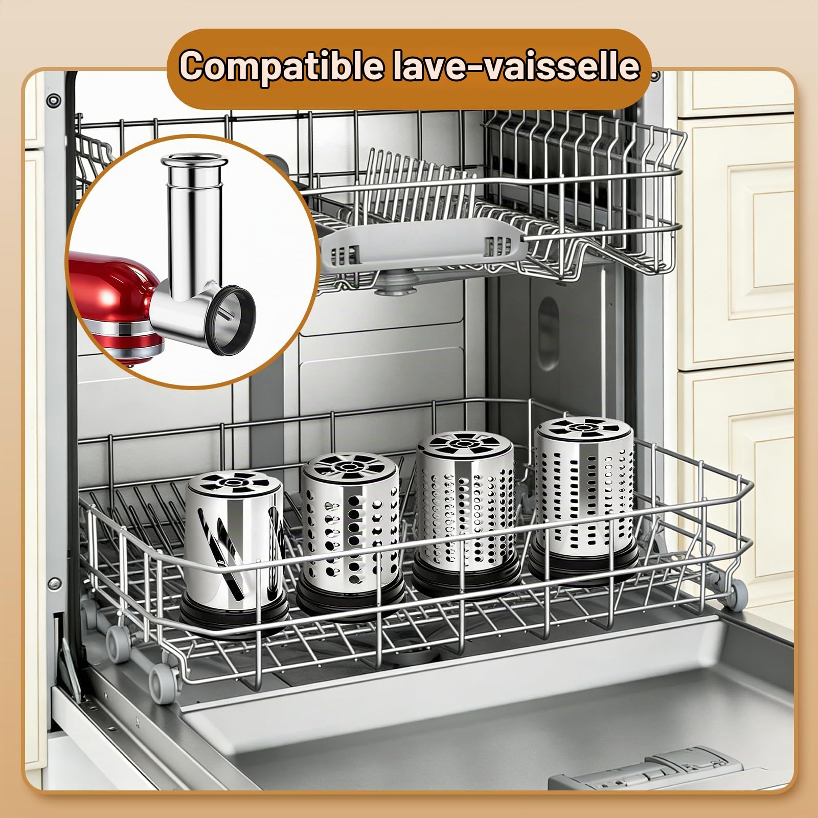 Accessoire de broyeur en acier inoxydable pour mixeurs Kitchenaid | Broyeur de légumes, râpe à fromage, salade, hachoir à poudre de broyage, accessoires pour cuisine