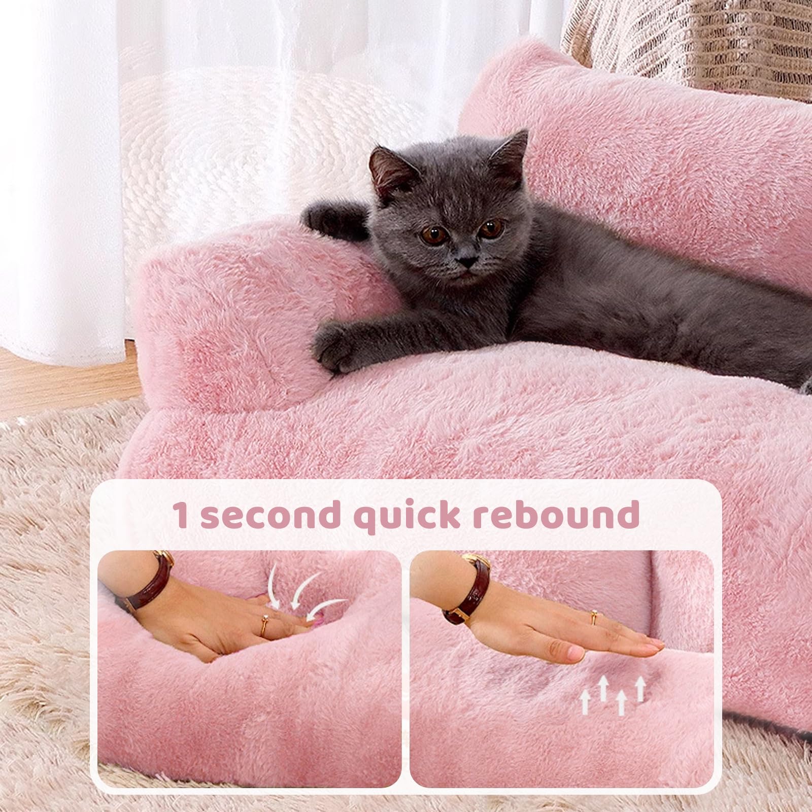 سرير اريكة للحيوانات الاليفة، سرير قطط قابل للغسل للقطط والكلاب المتوسطة والصغيرة، قاعدة غير قابلة للانزلاق، سرير متين للكلاب، كنبة قطط منفوشة