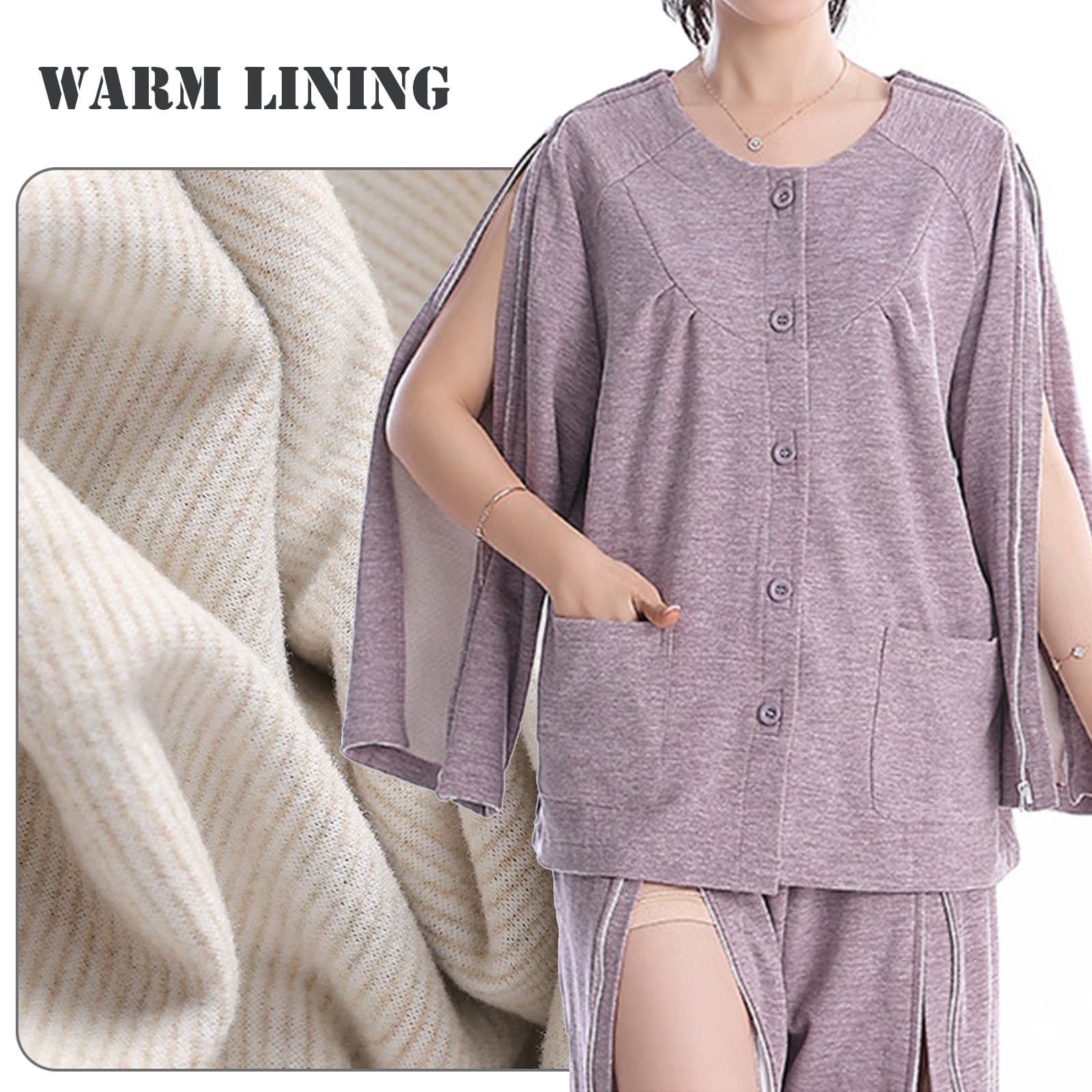 Bedridden Patient Kleidung, Pflege Frauen Krankenhaus Kleid Weiches Patienten Kleid, Fraktur Wiederherstellung Anzug Krankenhaus Pyjamas,Rosa,XXL