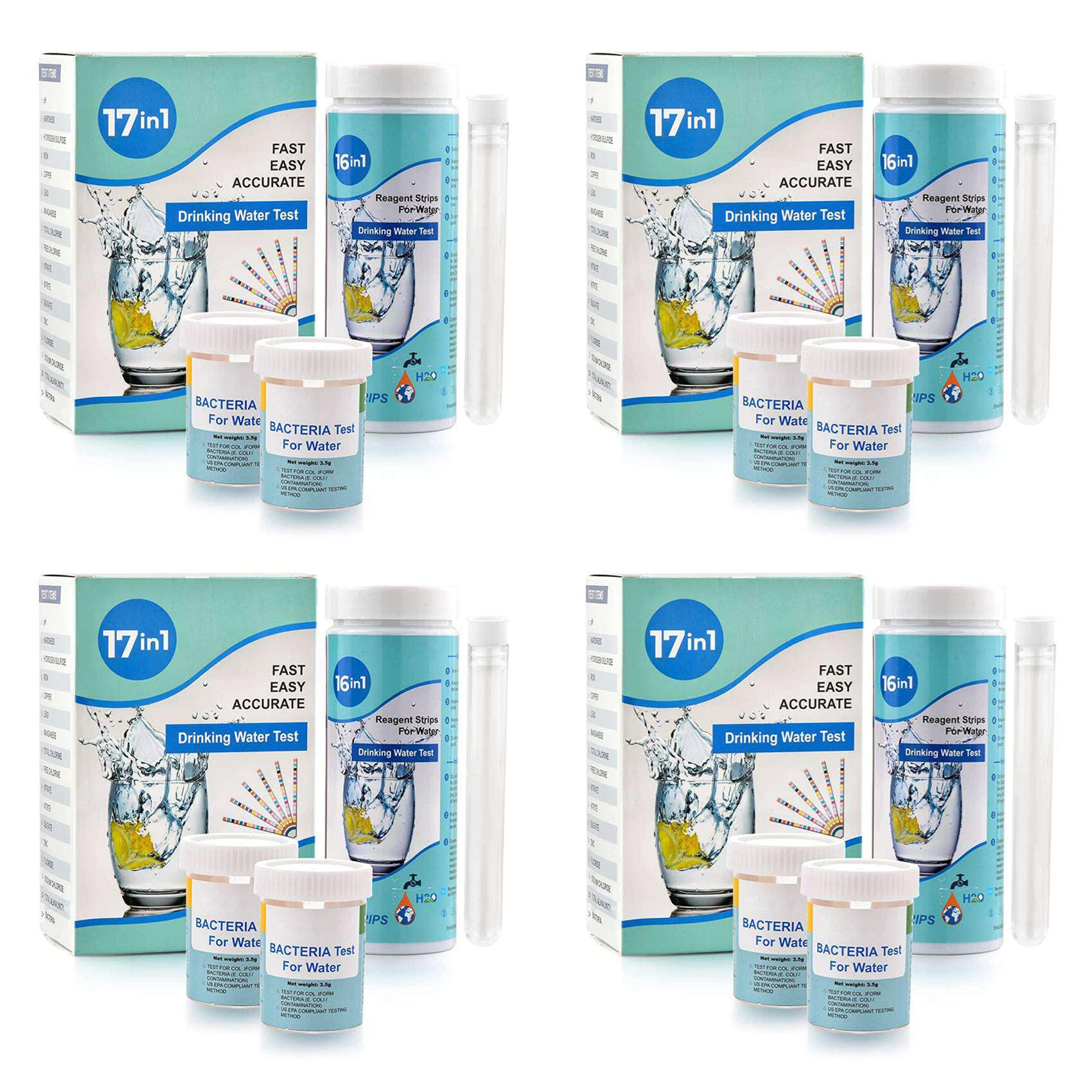 Jnchdghwa As Shown 4X 17-In-1 Complete Water Test Kit For Home,100 Strips + 2 Water Testing Kits For Drinking Water Easy Testing, Ph, Lead