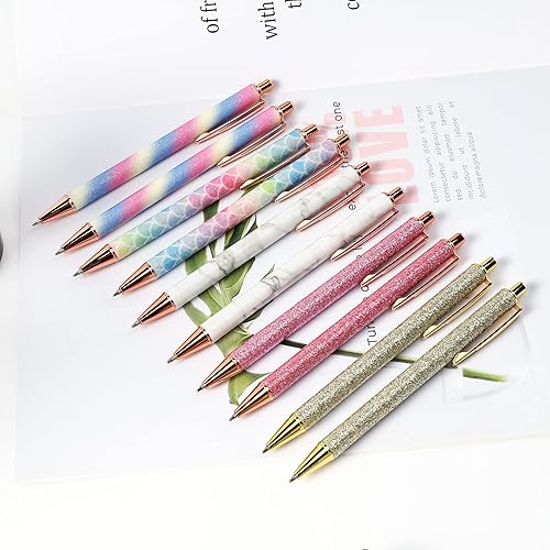 Miniatura 4 de Bolígrafos retráctiles, 10 bolígrafos retráctiles, punta media (0.039 pulgadas), punta media (0.039 pulgadas) para hombres, mujeres, estudiantes,