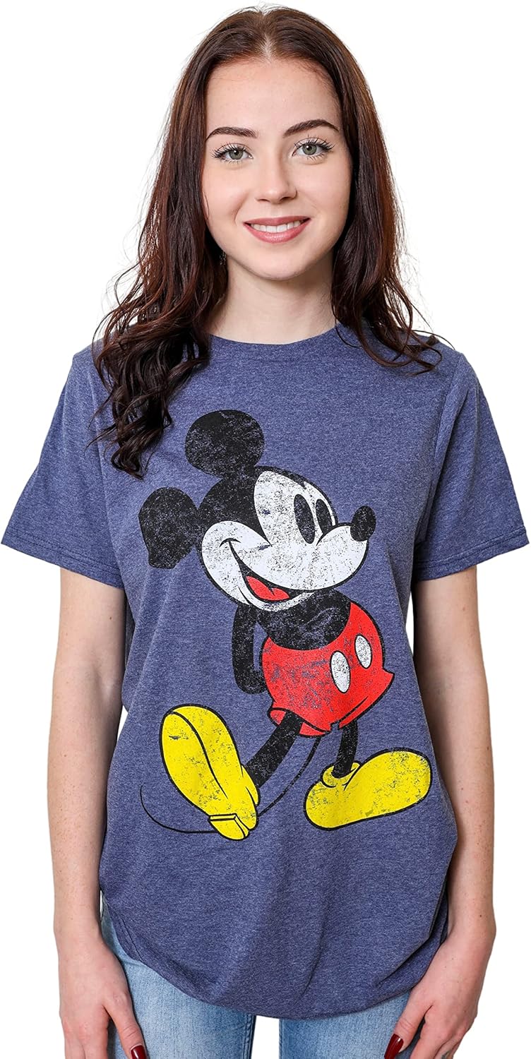 Disney Mickey Mouse Classic Distressed Standing T-Shirt(XL, Navy Heather) - Image 3