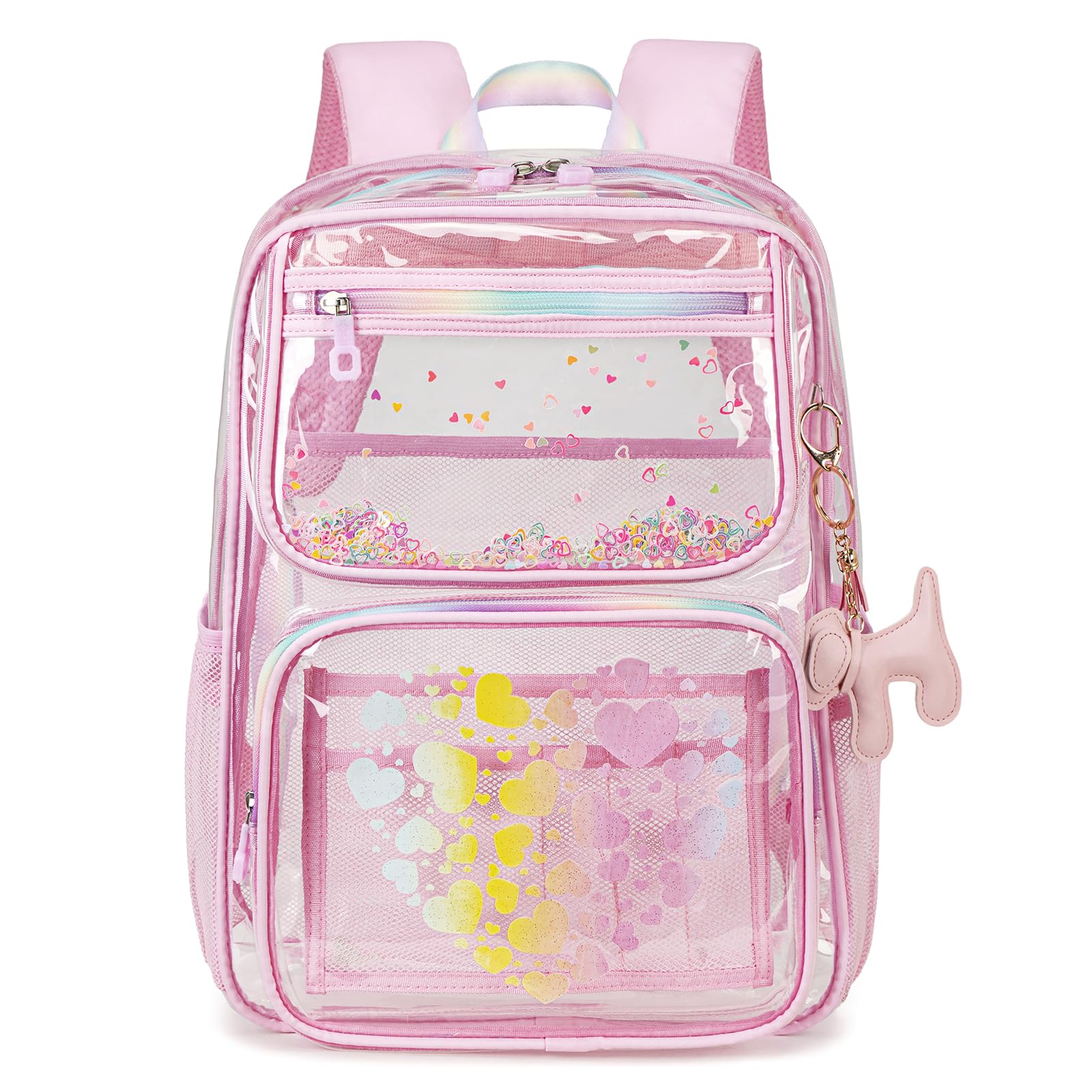 Clear Backpack for School Girls - 16.5inch Transparent Stadium Approved Kids Bookbag See Through Middle College School Bag Large Laptop Backpack for