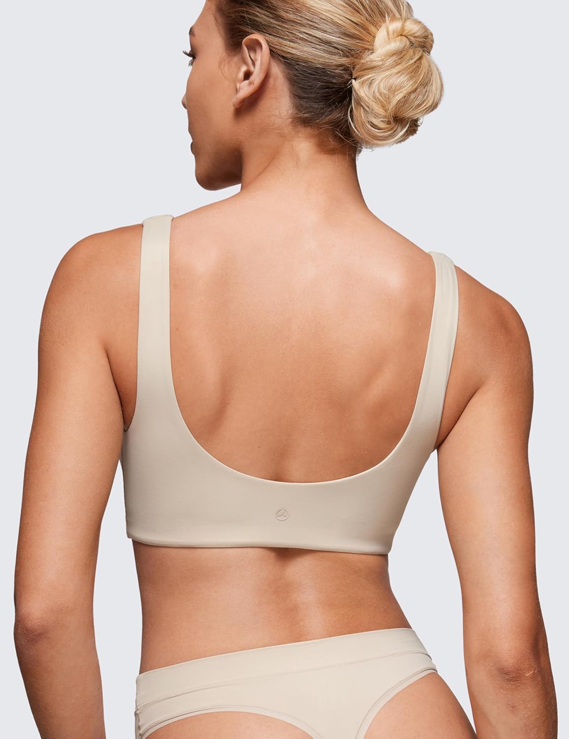 CRZ YOGA Softhold Double Lined U Back Bralette - Womens Scoop Neck Lounge T-Shirt Everyday Bras Smooth Wireless Cami - Image 2