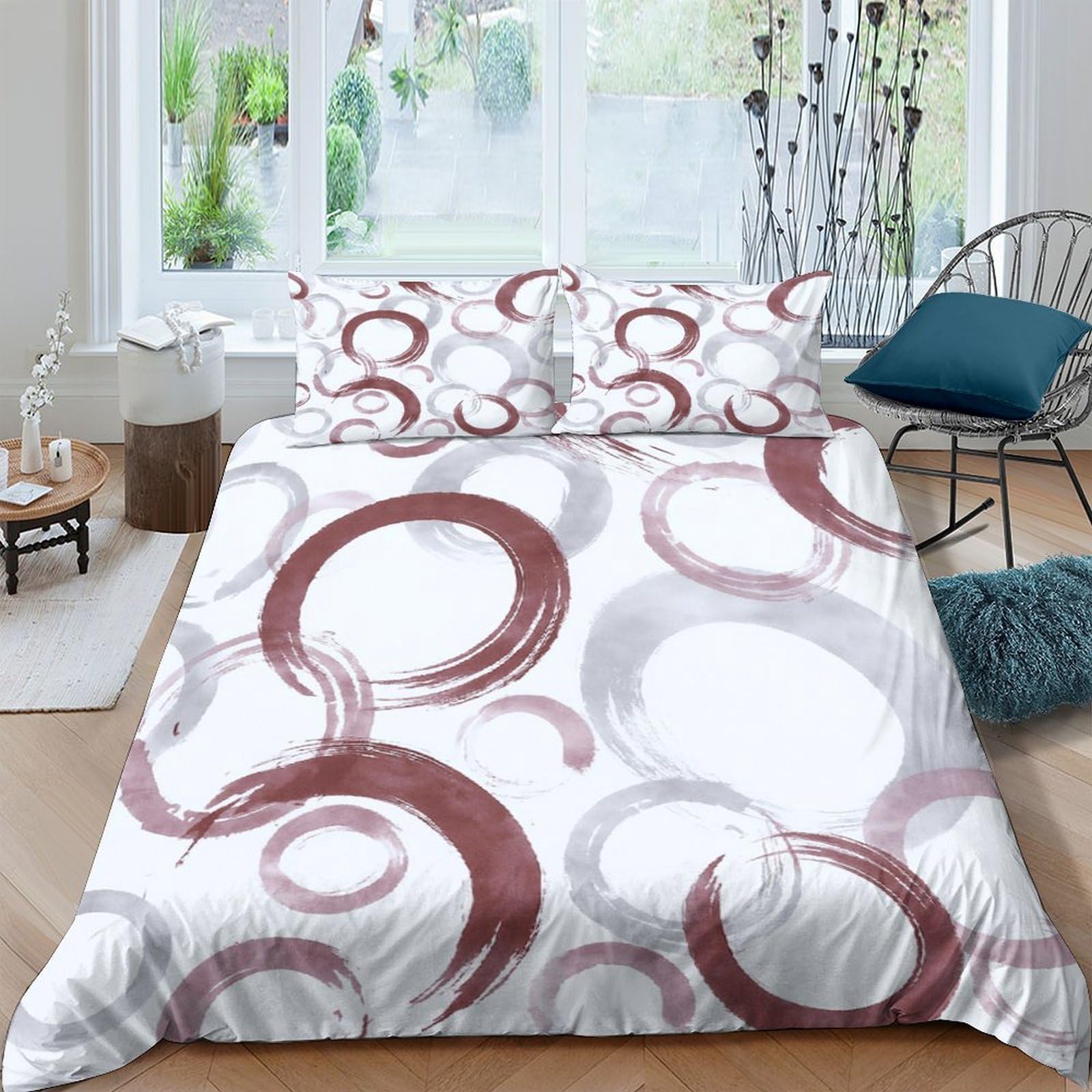 Ctjqhvkz Style-3 3D Printed Brown Swirl Fitted Sheet Microfiber Soft Abstract Circle Bed Sheet For Bedroom Guestroom Mattress Decor Single（135X200cm）