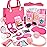 Little Girl Purse with Pretend Makeup for Toddlers, 49PCS Kids Play Purse Set - Princess Toy Accessories, Pretend Play Headset Wallet Phones Sunglasses Keys Credit Cards Birthday Gift for Girls Age 3+