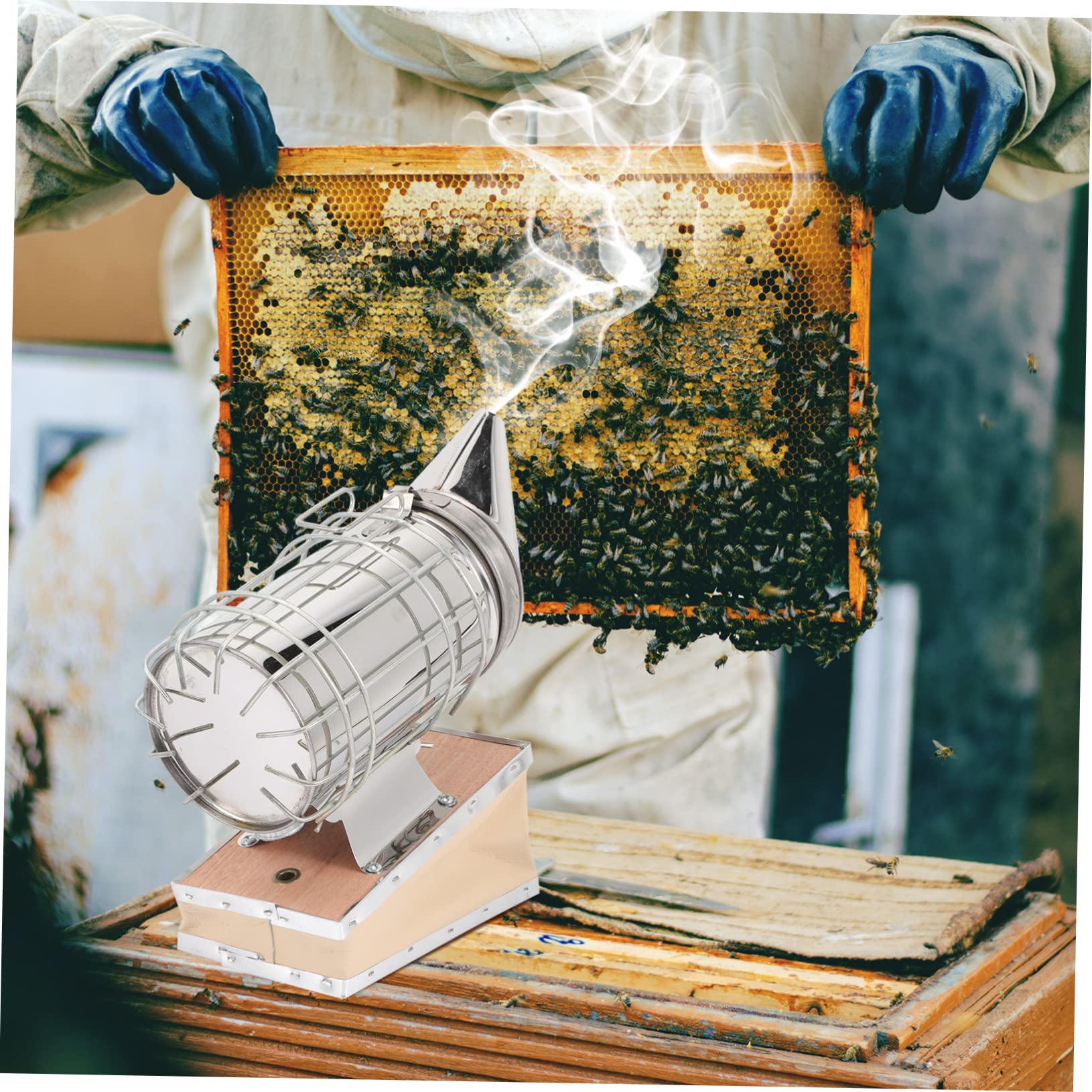 Toyvian Affumicatore Colore Argento in Acciaio Inossidabile per Apicoltura Bocca Stretta Strumento Manuale per Calmante Api per Ispezione e Raccolta del Nettare