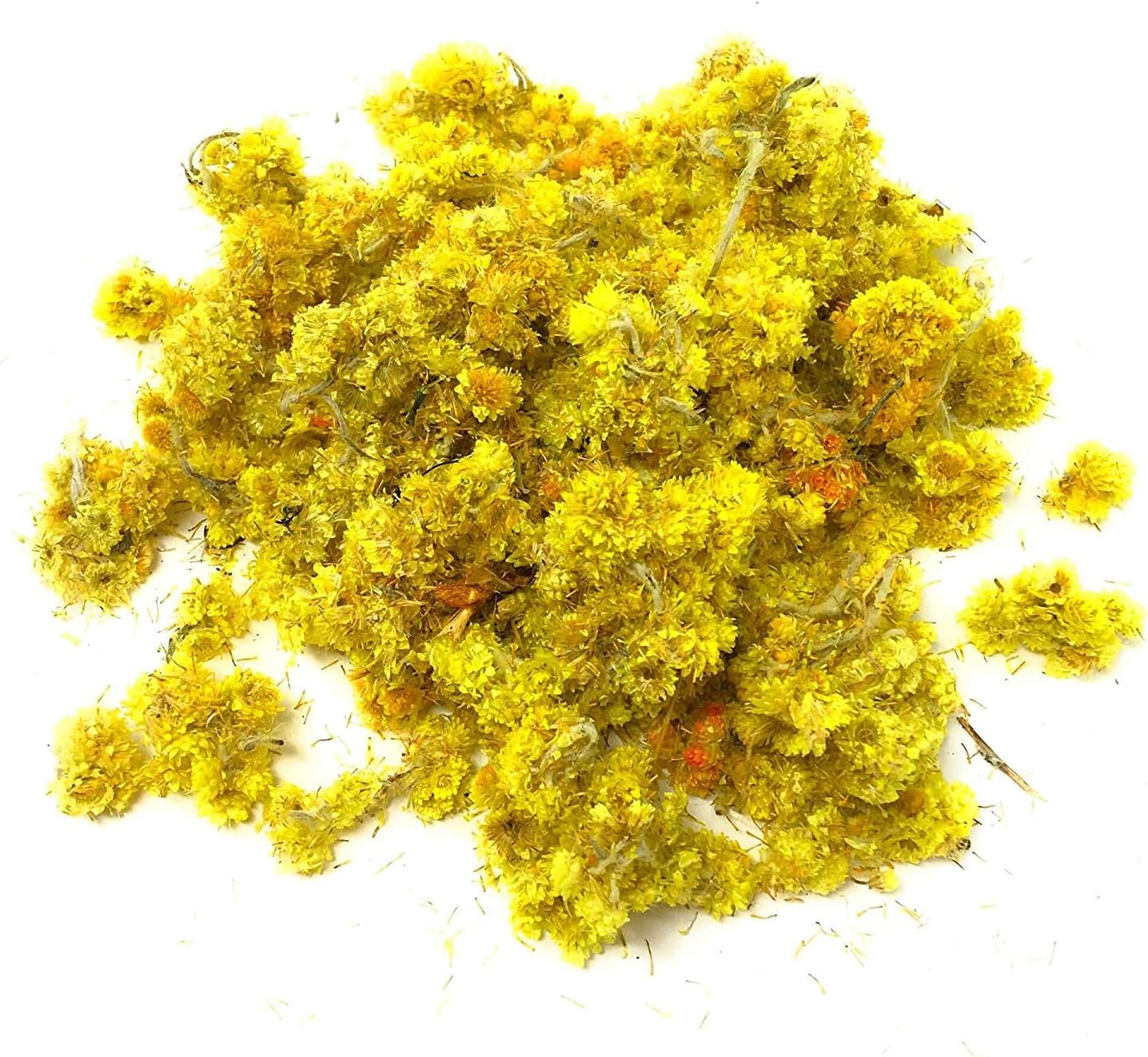 Immortelle Strawflower Golden Dwarf Everlast - Helichrysum Arenarium 0.35oz - Great for edible Sprinkles, Cooking, Hydrosol, Tea, Easter, Wedding or Crafting