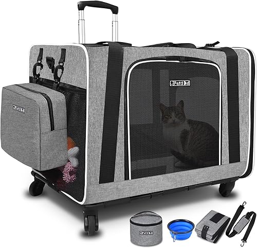 Miniatura 45 de Petskd Transportador extragrande para gatos con caja de arena de 24 x 17 x 17 pulgadas para gatos medianos y grandes o 2 gatos pequeños, Negro