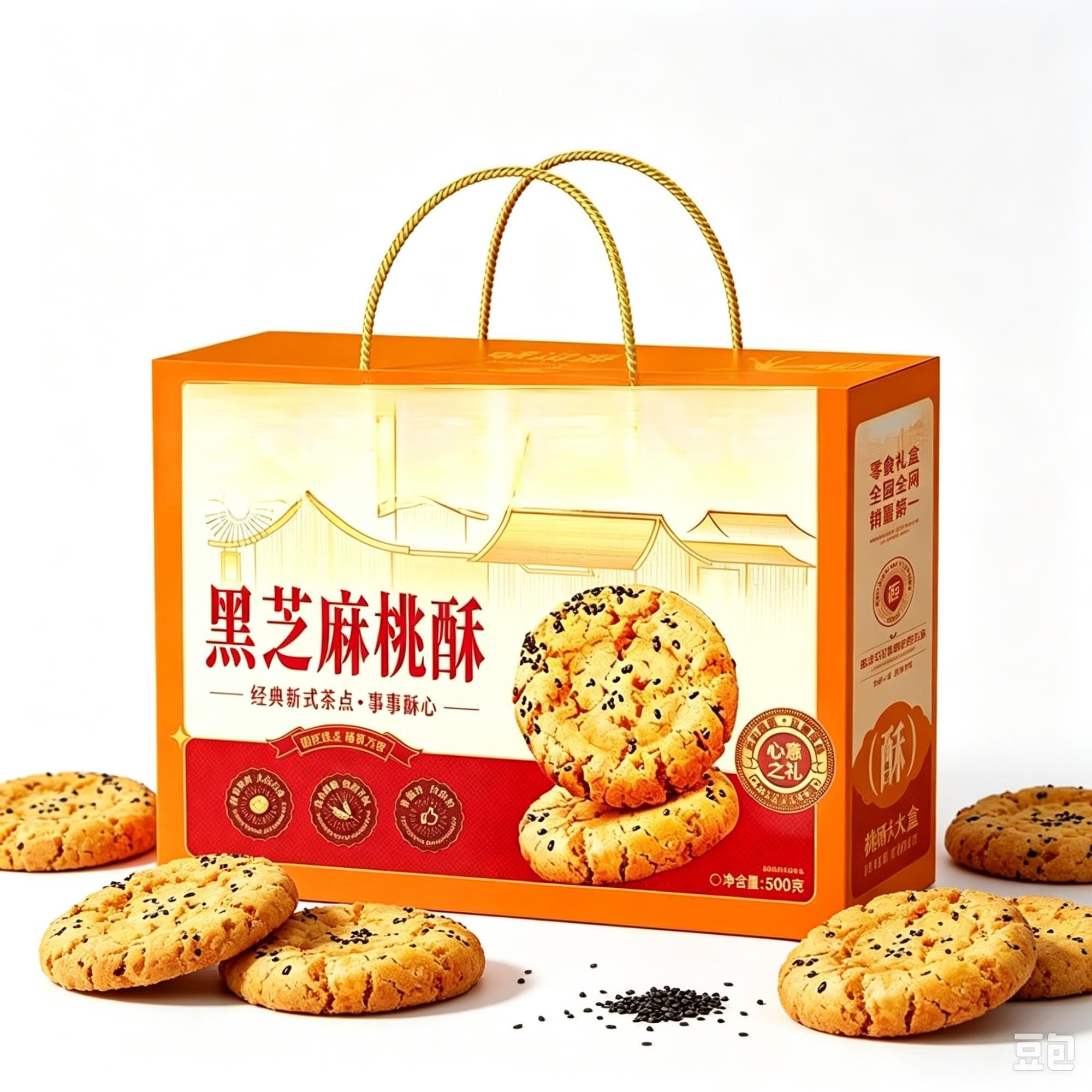 Snack Crujiente De Pastelería De Nueces Y Sésamo Negro 500g