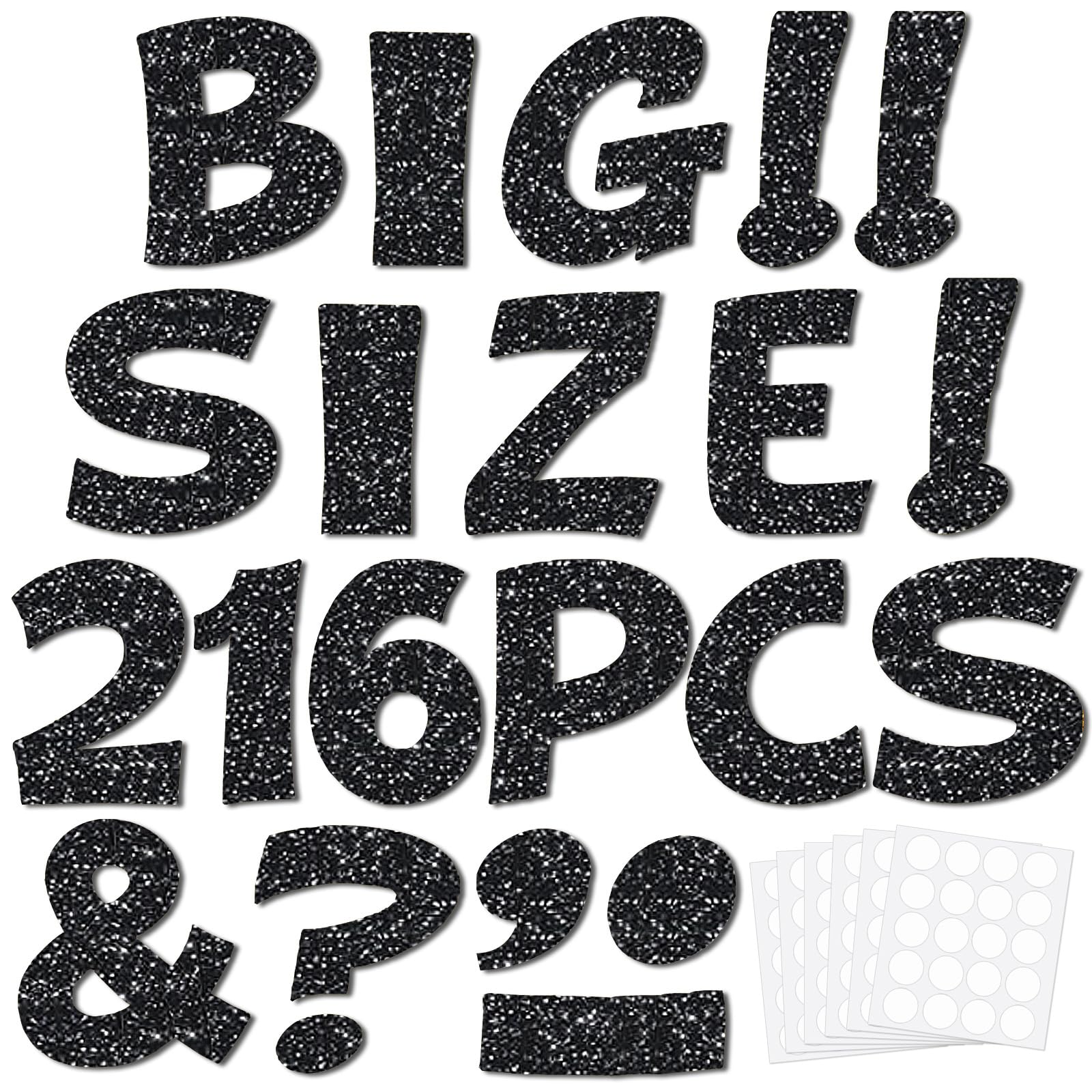 Colarr 216 Pcs 7 Inch Glitter Bulletin Board Letters for Classroom, Black