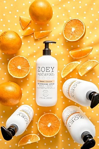 Miniatura 7 de Zoey Naturals Loción dulce cítrica para bebé, enriquecida con karité, aceite de albaricoque, aloe y aguacate, calma e hidrata con naranja y granada,