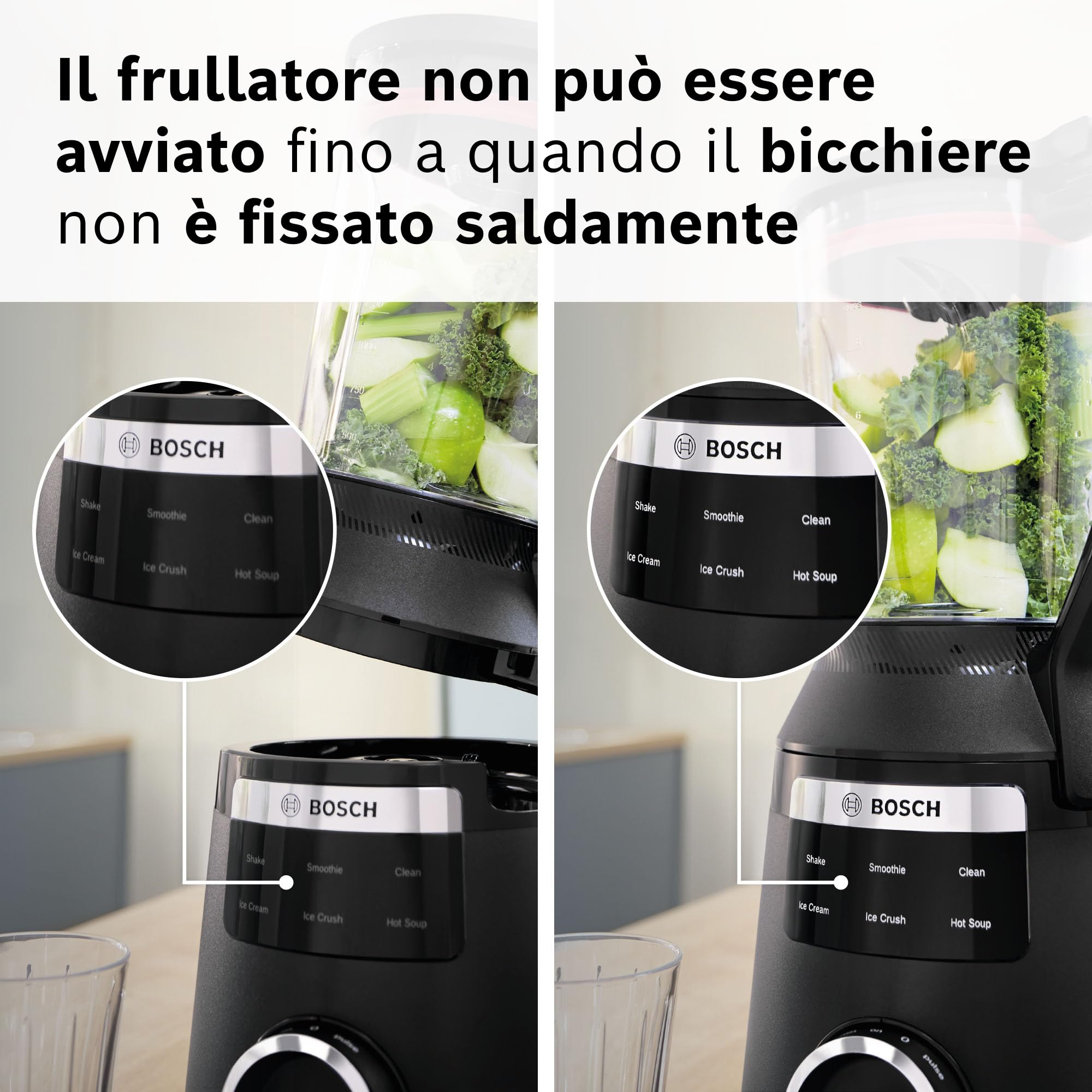 Bosch MMB6652B Frullatore, 1800 W, 6 Lame in Acciaio Inox, Caraffa 3L, Nero | Frullatore VitaPower Serie 6, Potente, 45.000 giri al min, 6 Programmi Automatici, Pulizia Automatica, Made in Europe