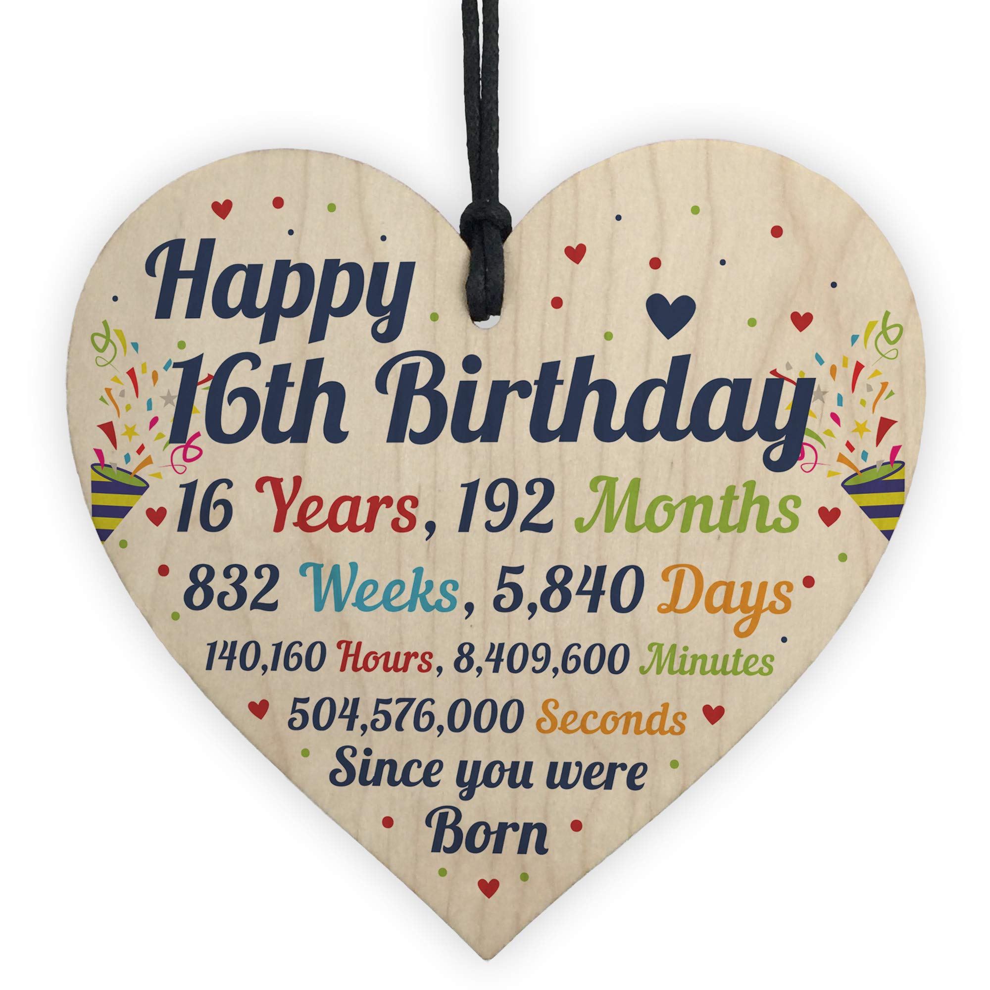 RED OCEAN 16th Birthday Gifts 16th Card Wood Heart Gift For Son Daughter Keepsake