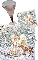 Vista 4 de Servilletas navideñas de 20 quilates de 13 x 13 pulgadas, hermosas servilletas de invierno con diseño de ángel