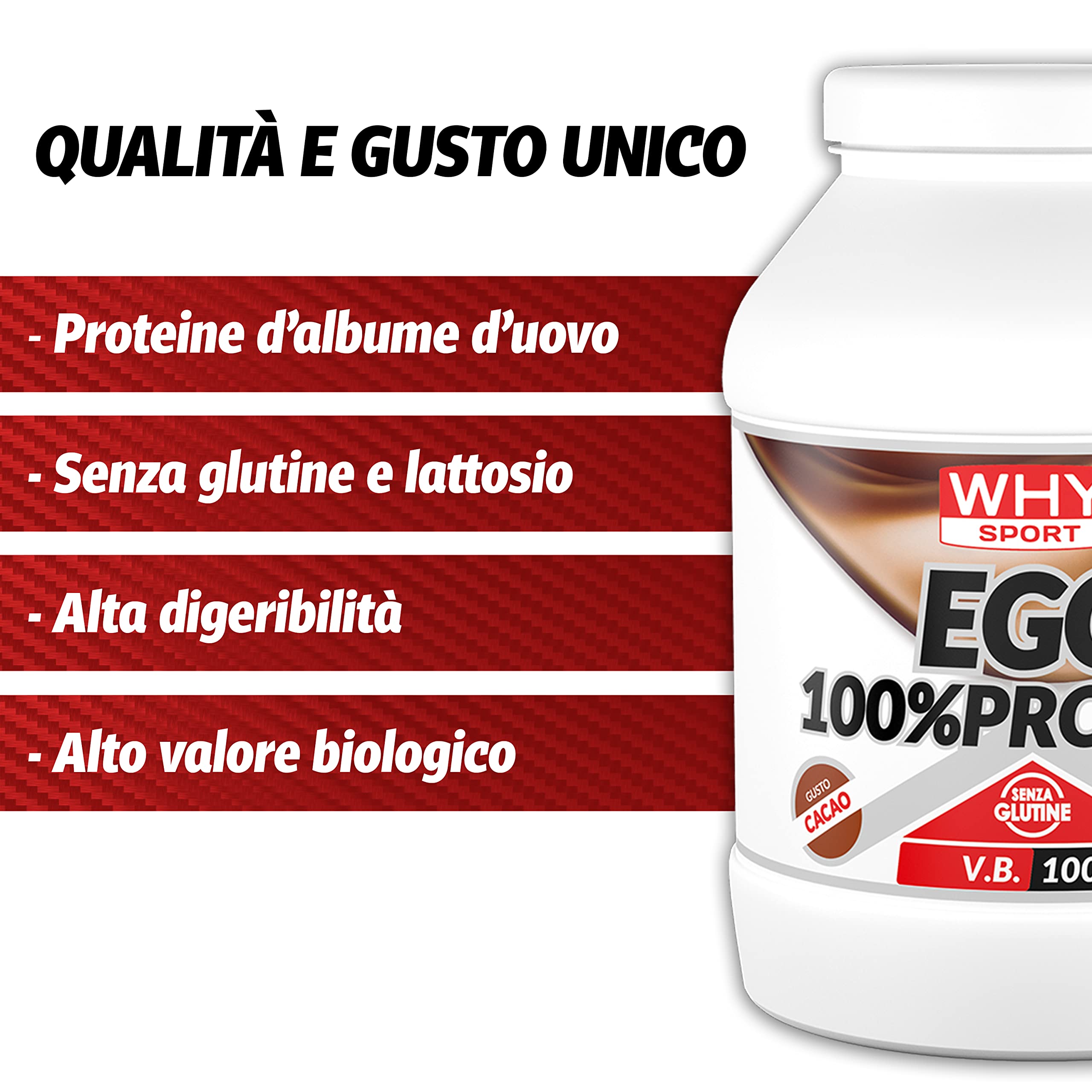 WHY SPORT EGG 100% Protein - Protein ohne Laktose - Proteinpulver - Eialbuminprotein - Kakao-Geschmack - 750 g
