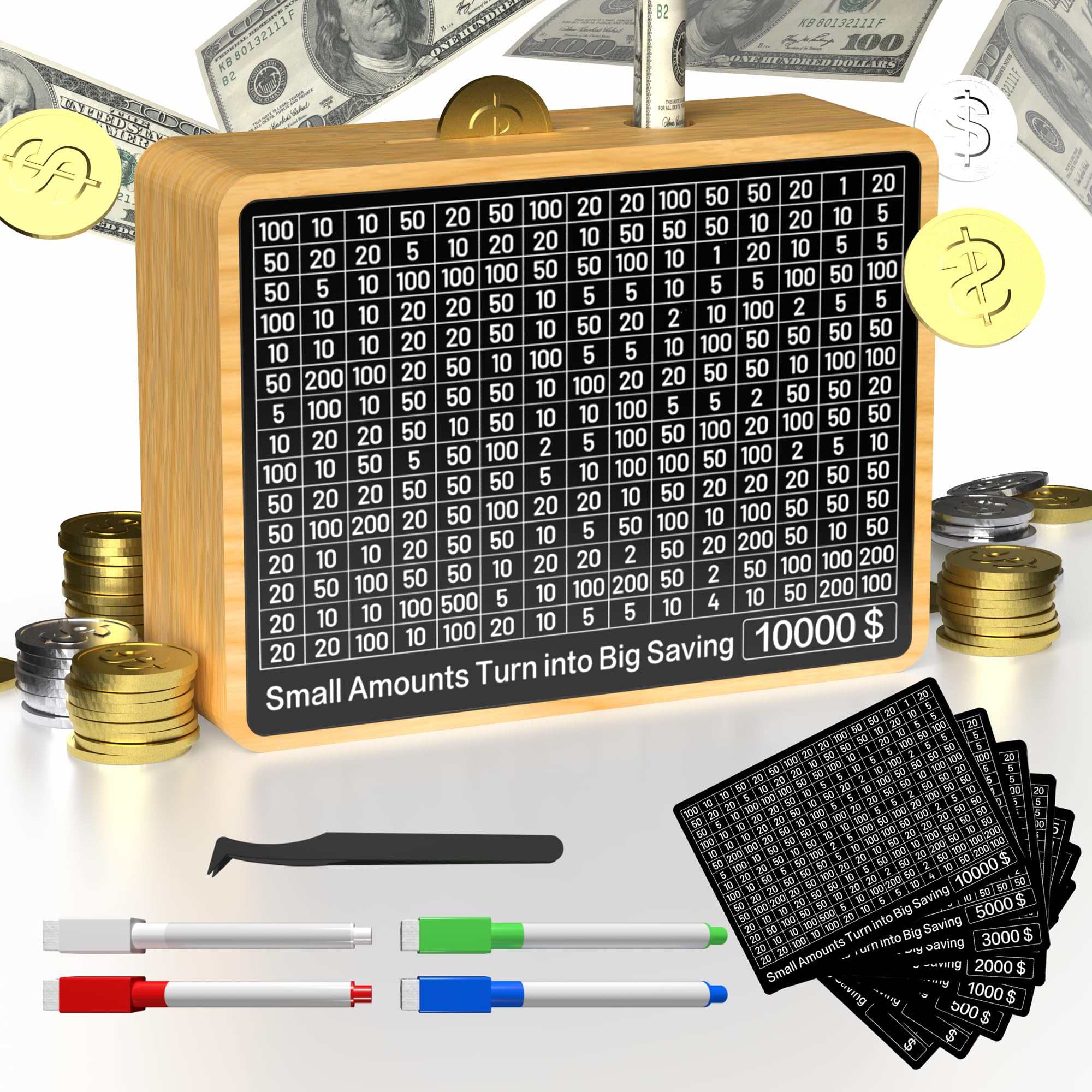 Amazon.com: Cash Vault Wooden Savings Box 10000 with 8