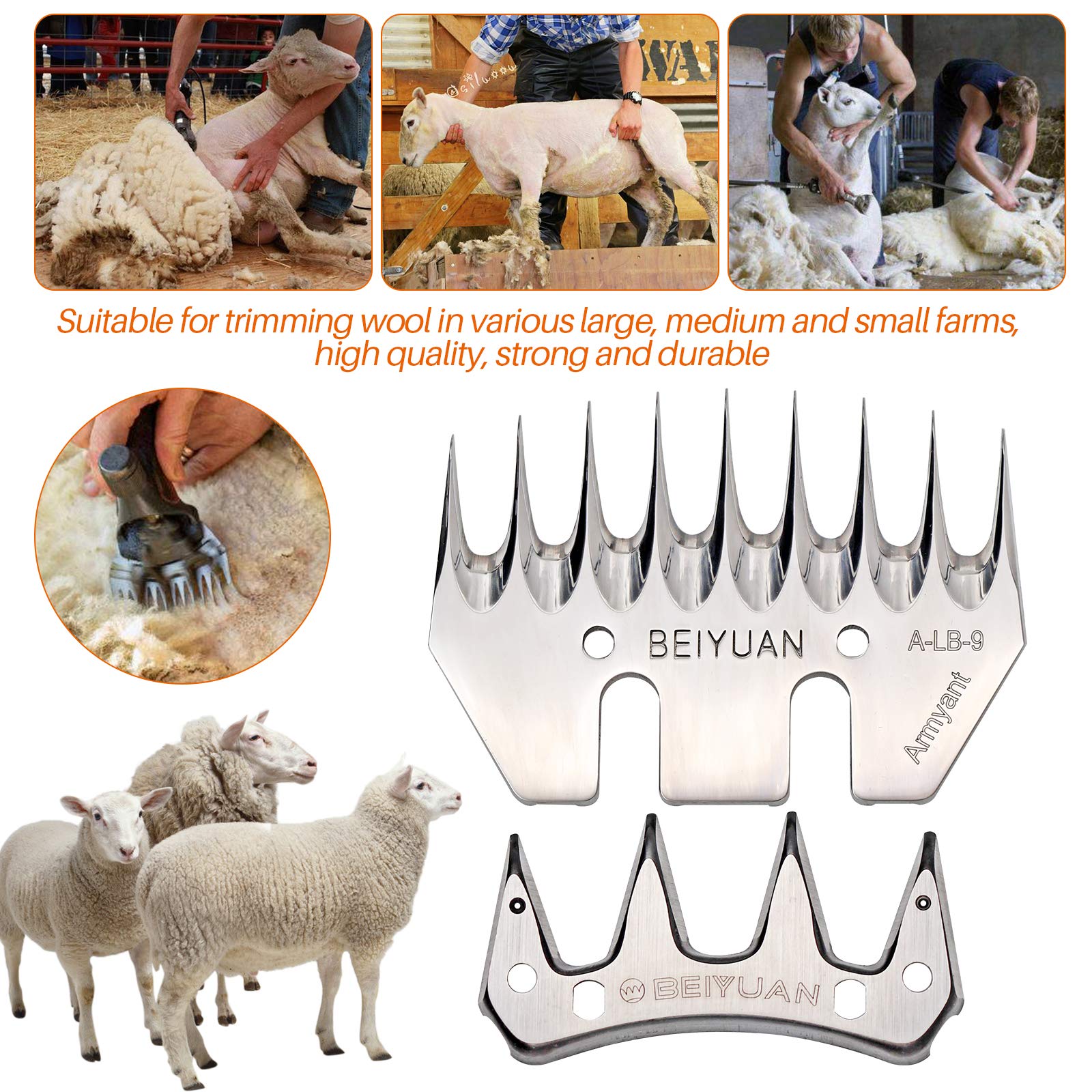 Cesoie per Pecore e Capre, Acciaio Inossidabile, 9 Denti, Silver