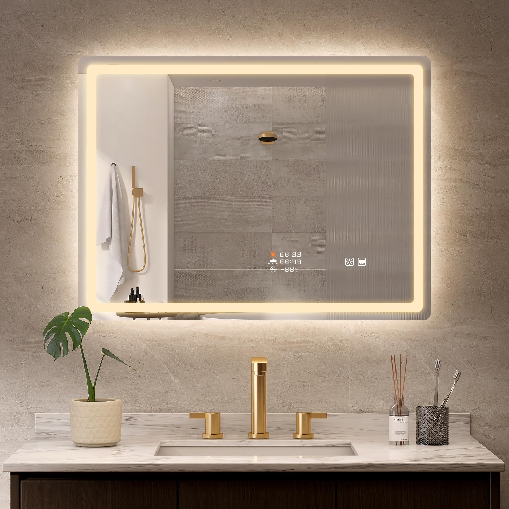 STARLEAD 60x80cm LED-Bathroom-Mirror with Temperature Weather Time Display — image 1