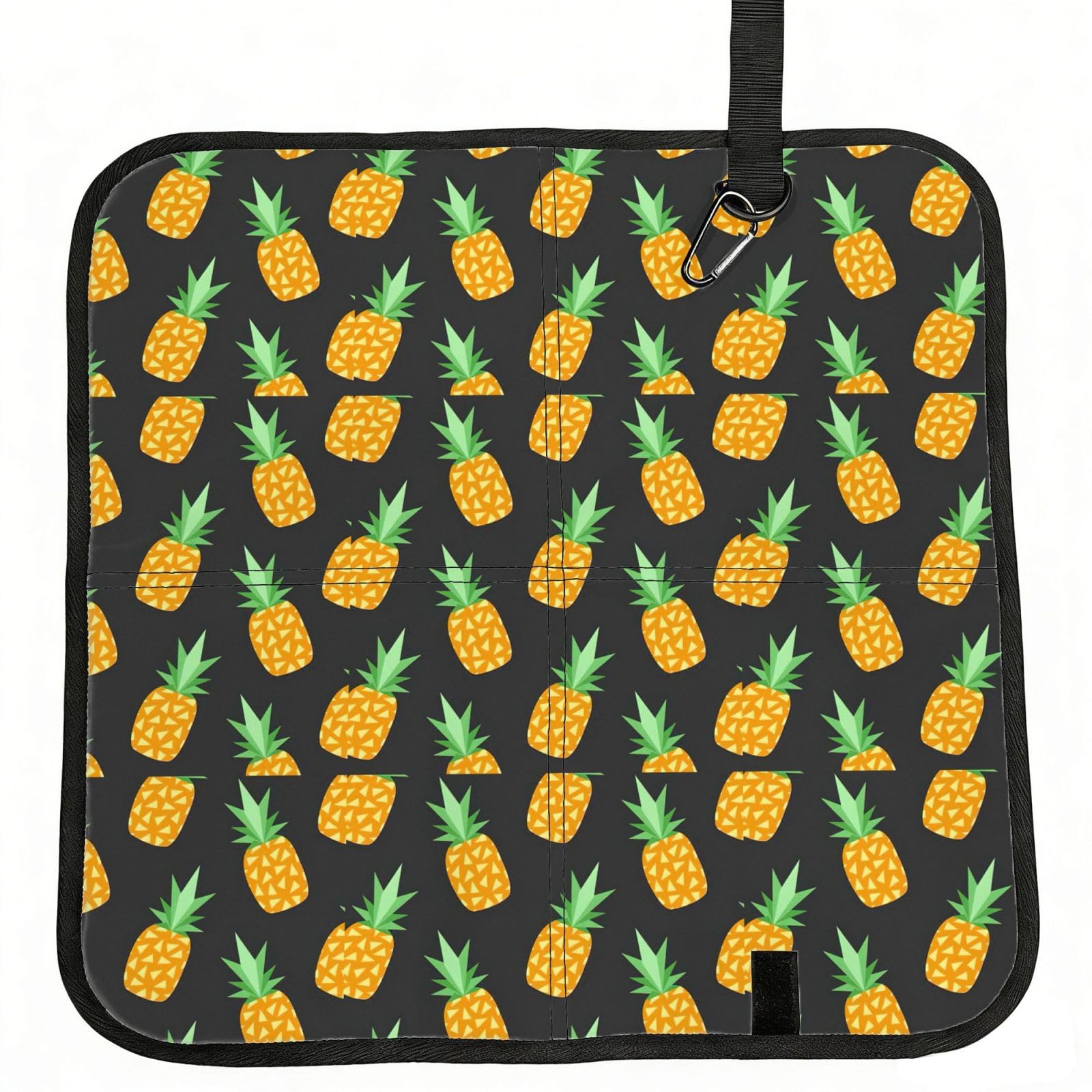 SDEGTHO Pineapple Printed Foldable Seat Pad with Closure, Lightweight Cushion for Airplane Travel Camping