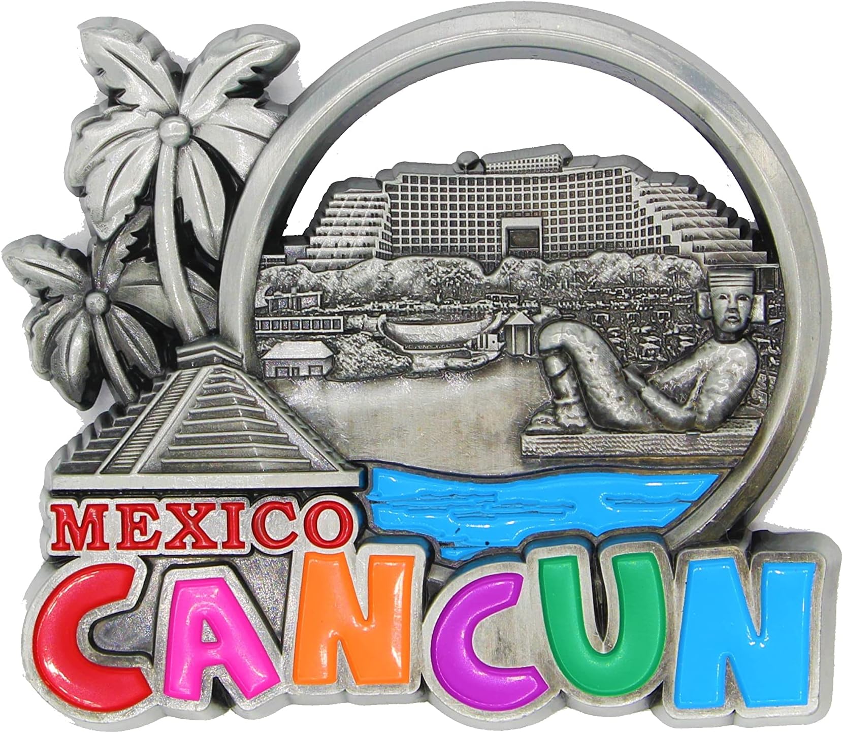 Designo Cancun (Mexico) - 3D Metal Fridge Magnet for Kitchen Refrigerator - Unique Stylish Holiday Souvenir Gift